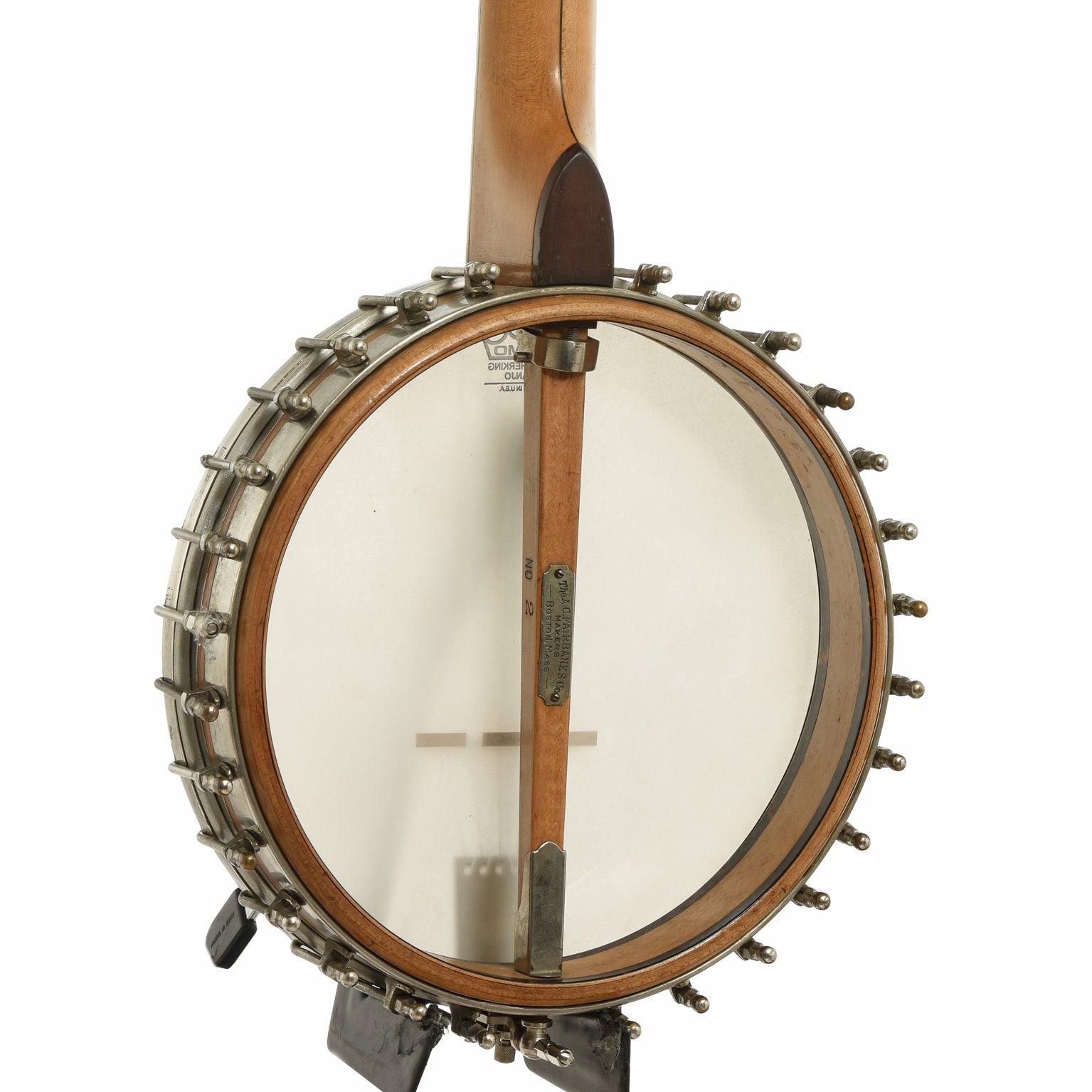 Back and side of A.C. Fairbanks Whyte Laydie No.2 Openback Banjo