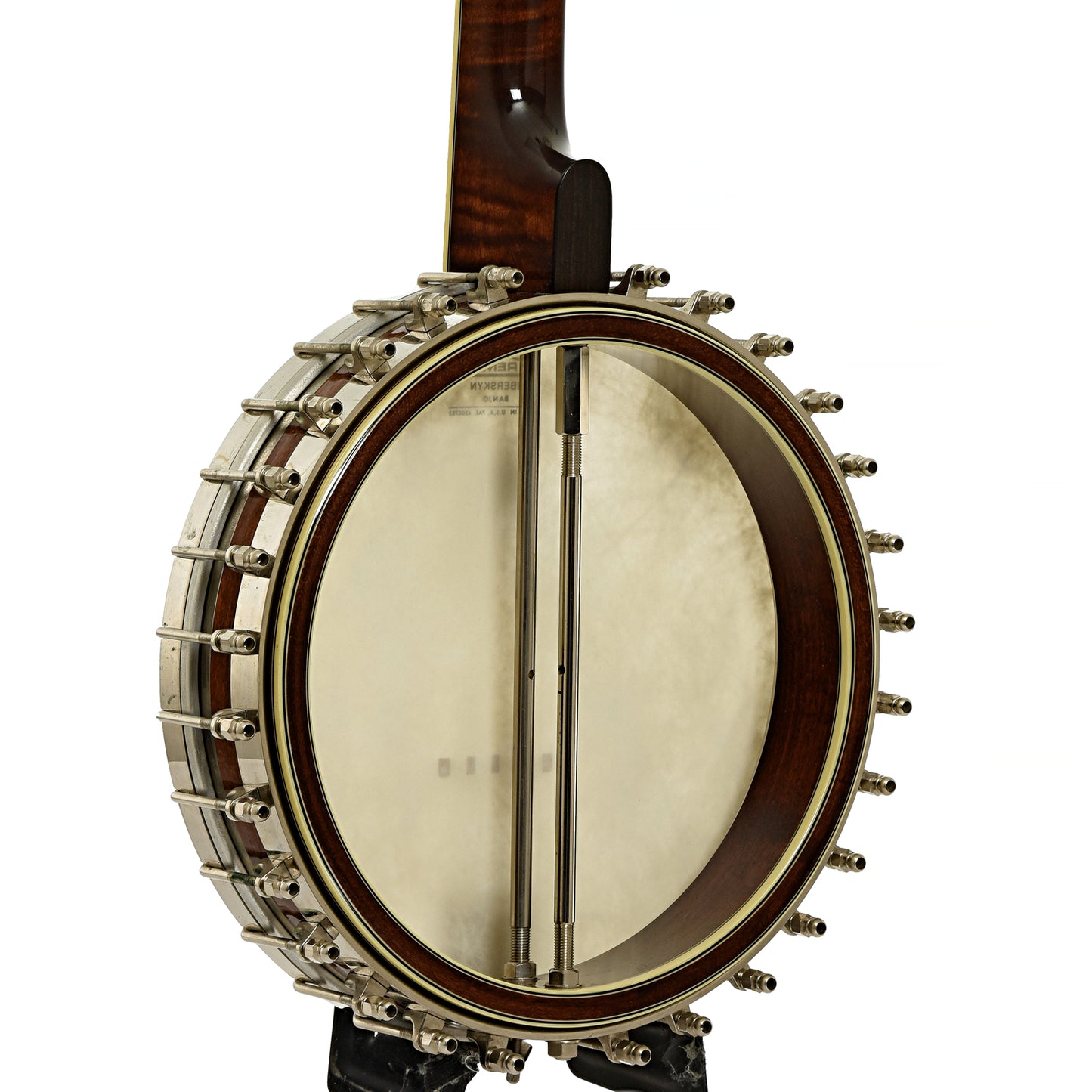 Back and side of Prucha Premium Griffon Open Back Banjo 