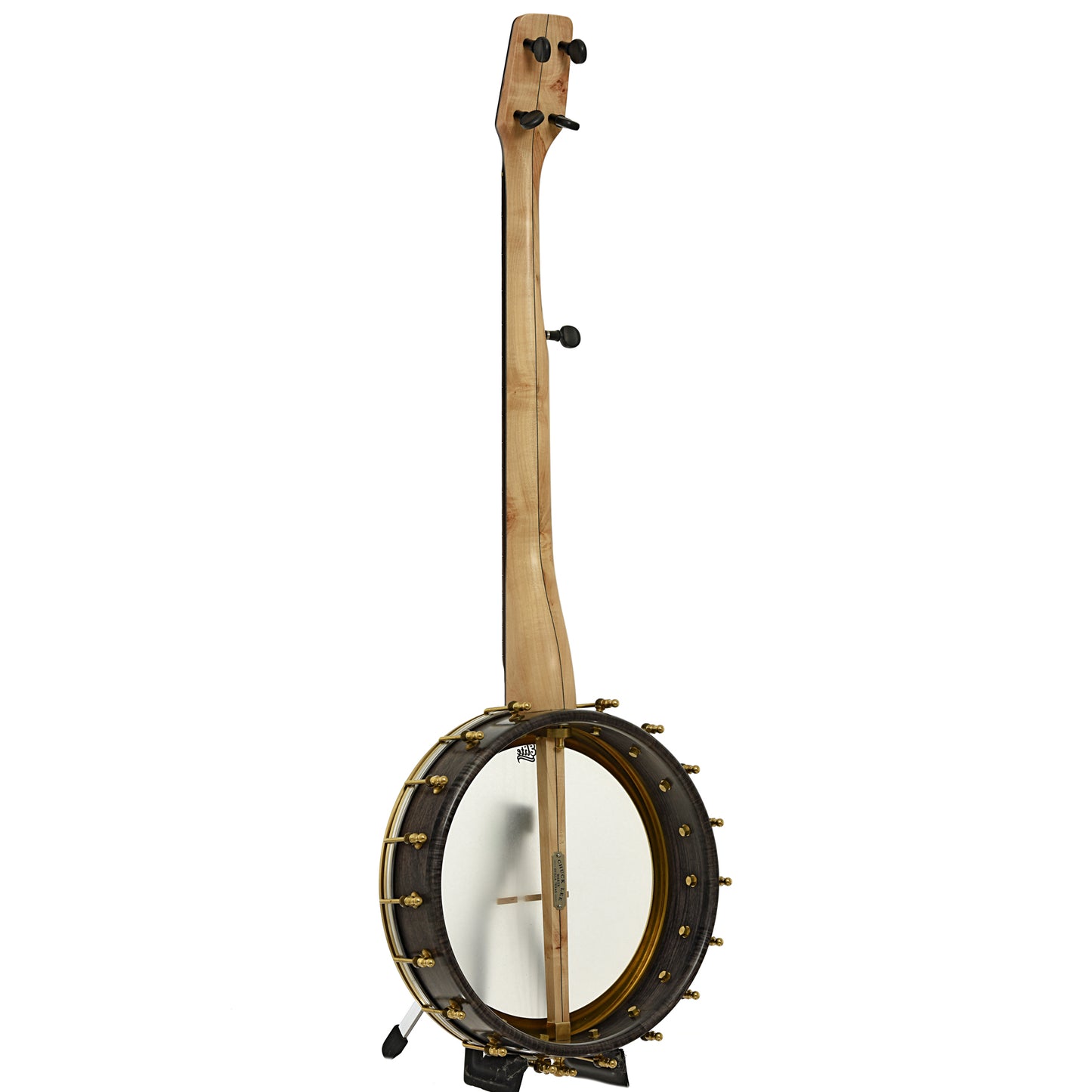 Back and side of Chuck Lee Cottonwood 12" Openback Banjo #873