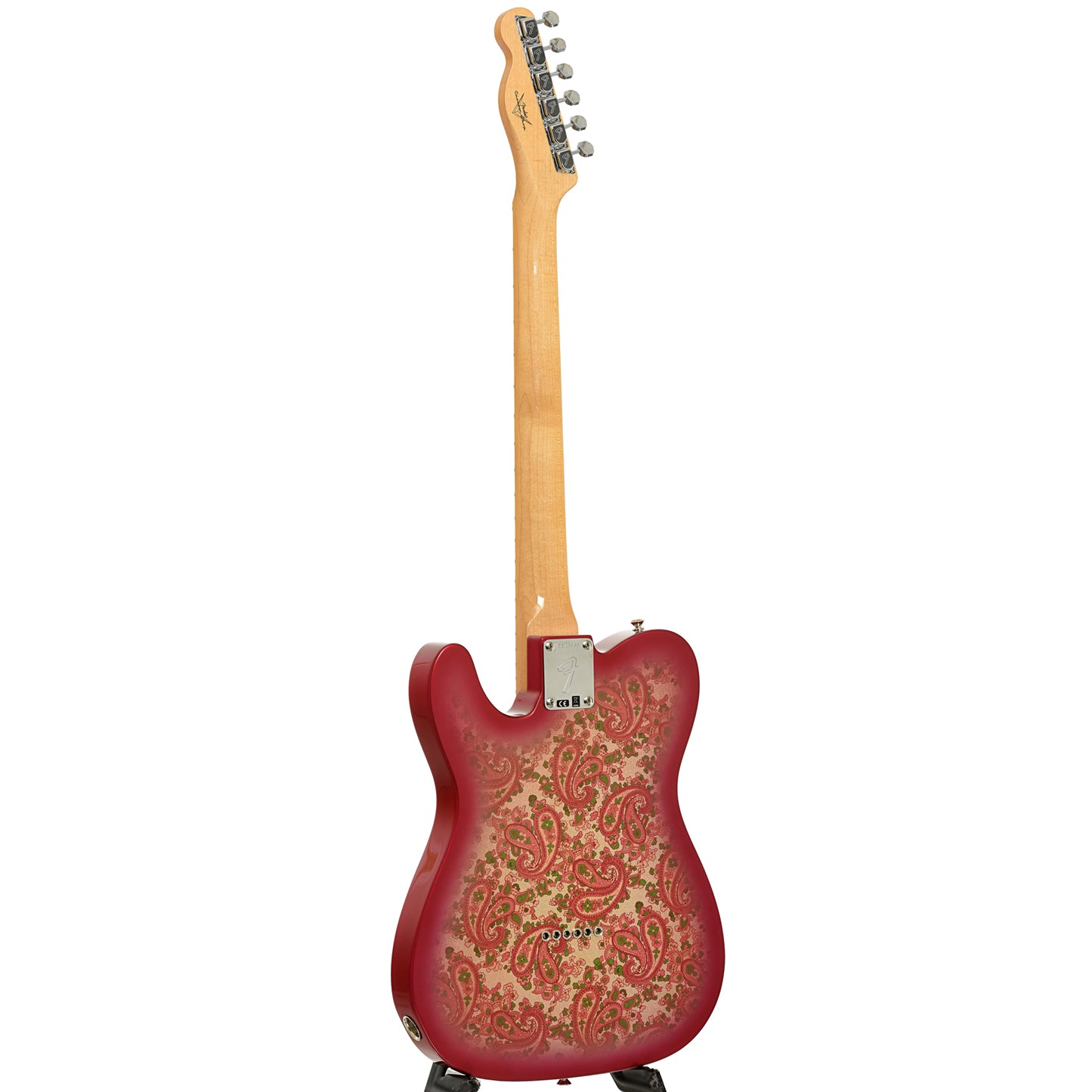 Full back and side of Fender Vintage Custom '68 Paisley Telecaster NOS Electric Guitar