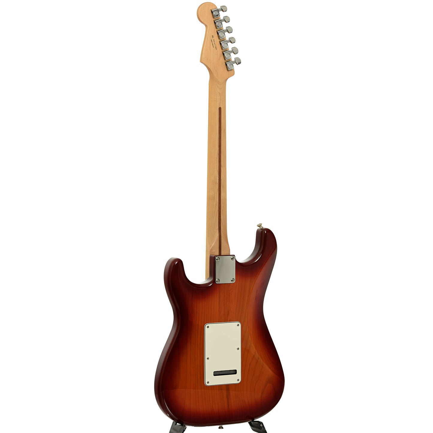 Full back and side of Fender Stratocoaster HSS Plus Top Electric Guitar