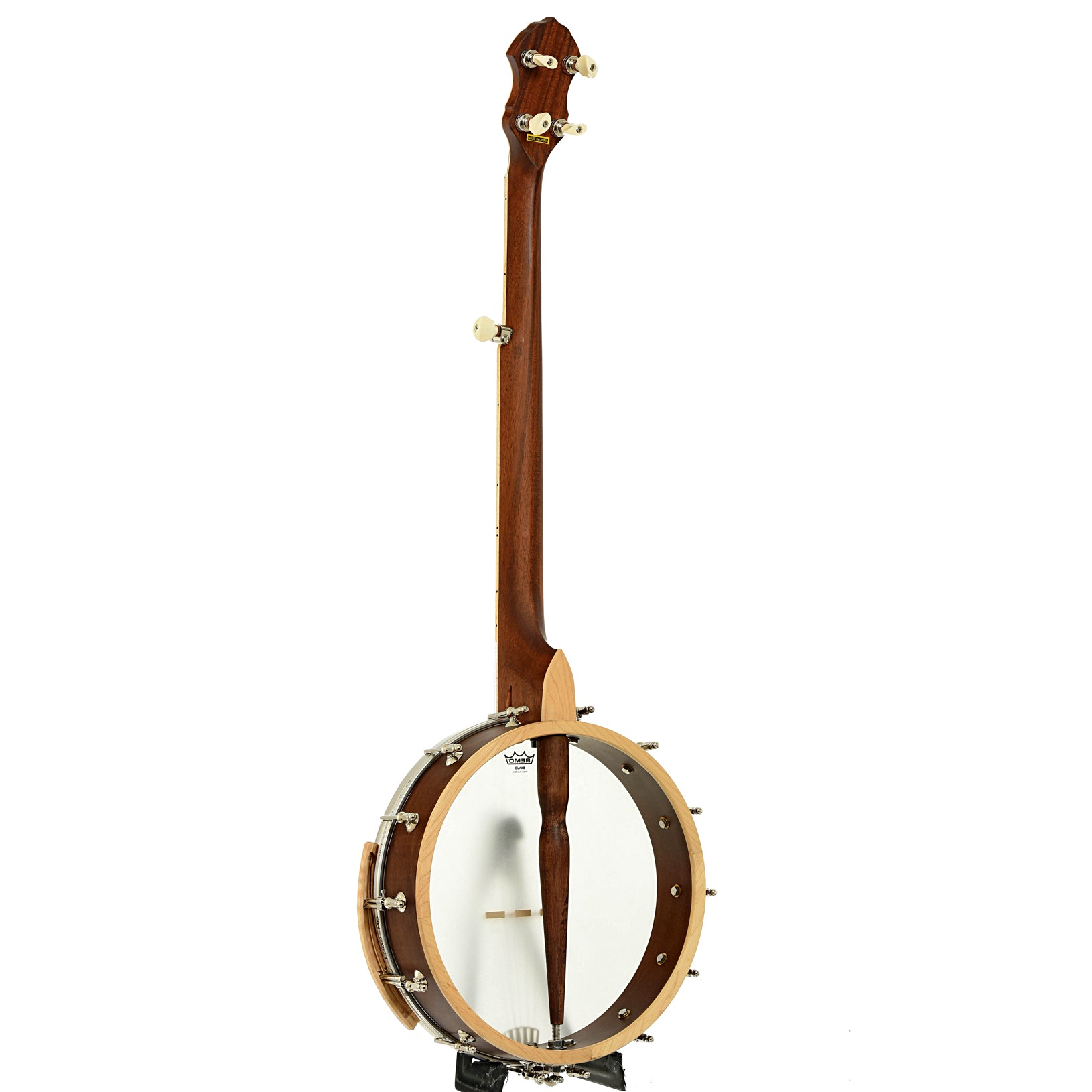 Full back and side of Gold Tone Lefthanded HM-100 High Moon Openback Banjo 