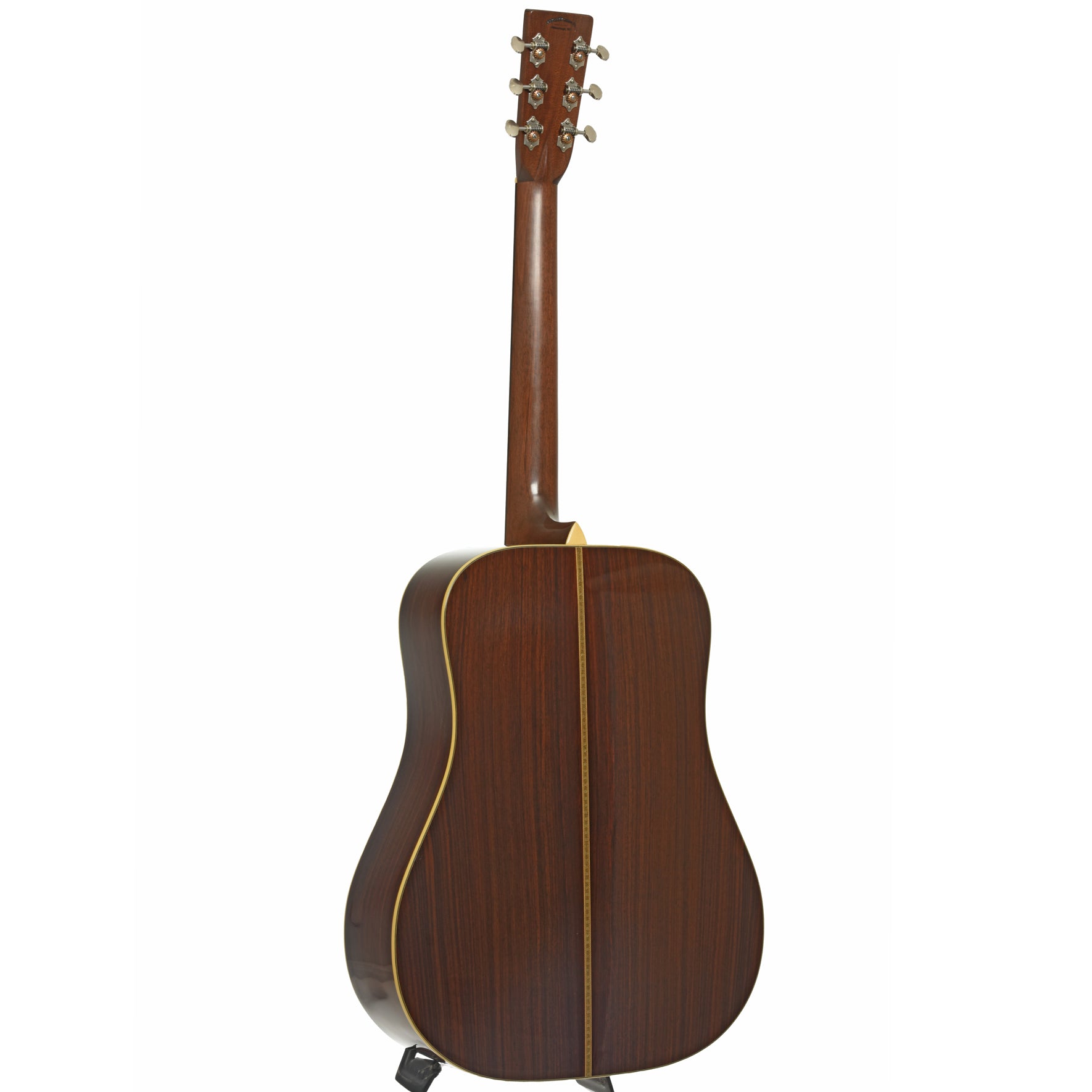 Full back and side of Pre-War Guitars Co. Herringbone Dreadnought East Indian Rosewood Acoustic Guitar, Level 1 Aging 