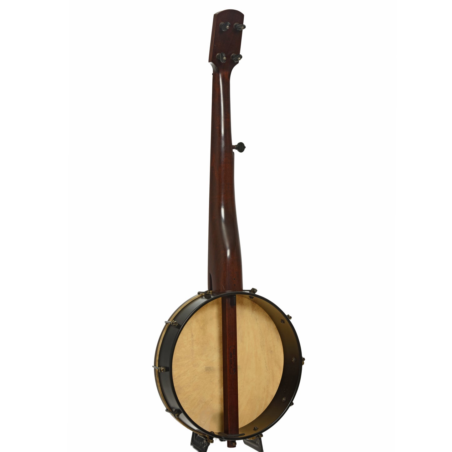 Full back and side of John Bowlin 1865 Fretless Mintrel Banjo