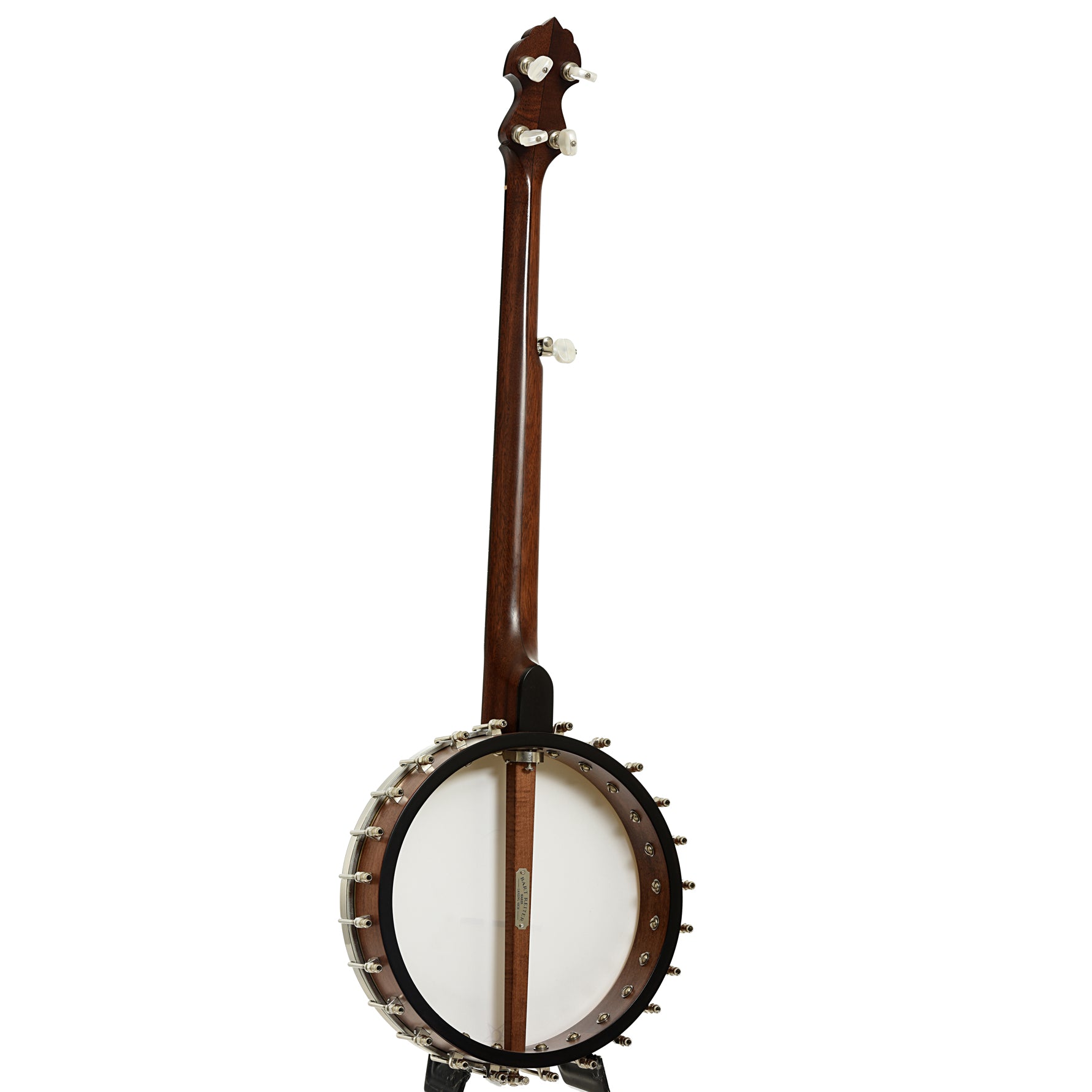 Full bac k and side of Bart Reiter Standard A-Scale Open Back Banjo 
