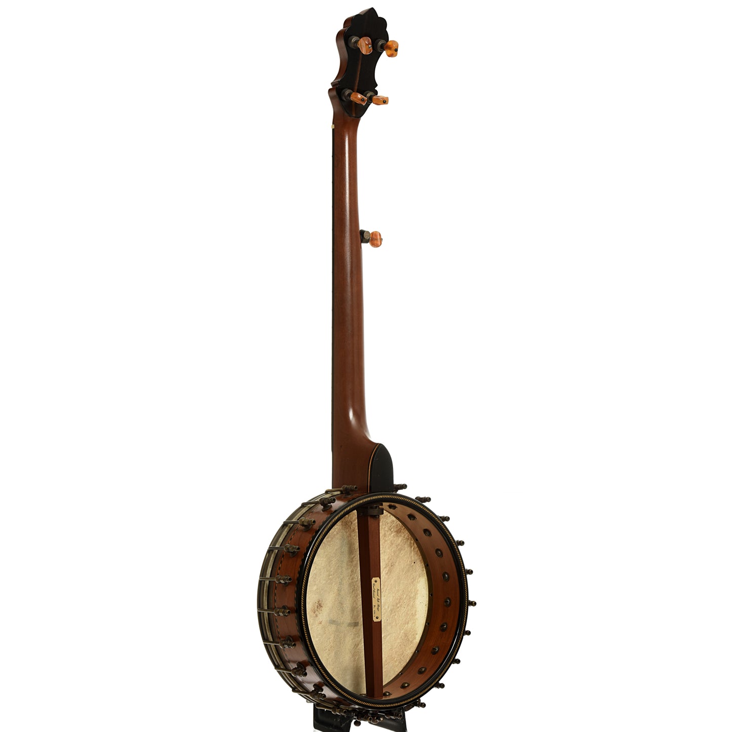 Full back and side of Arcand Black Cherry Open Back Banjo  