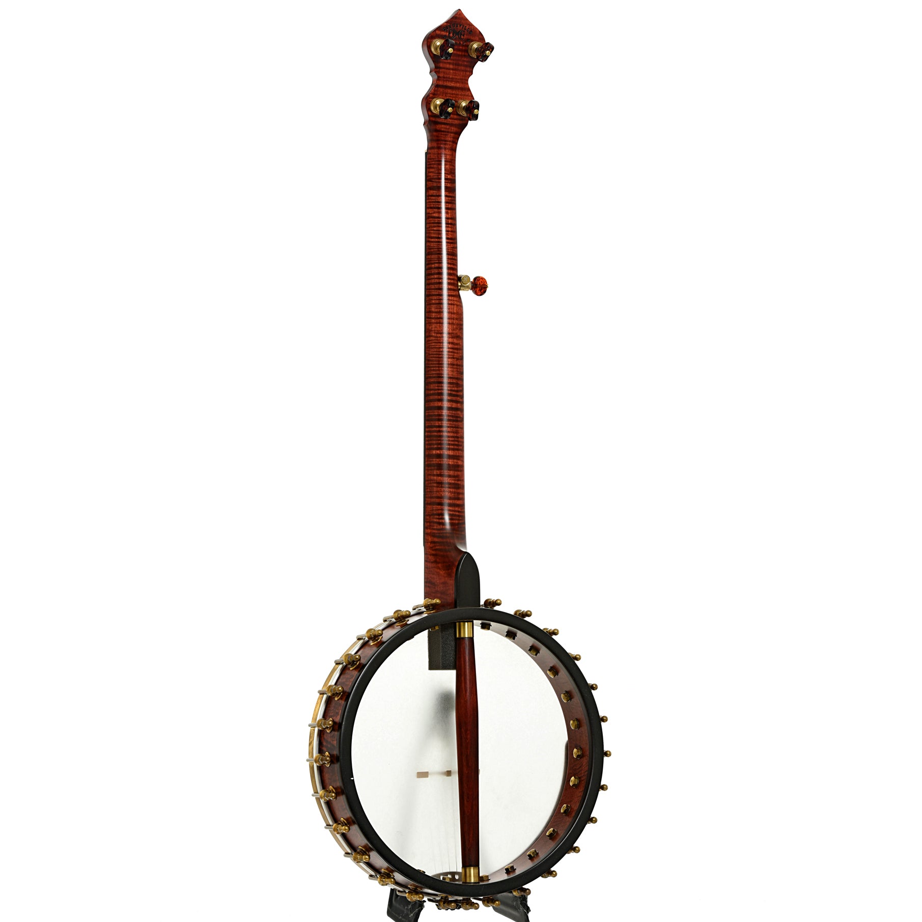 Full back and side of Ome Jubilee 12" Openback Banjo, Maple Neck