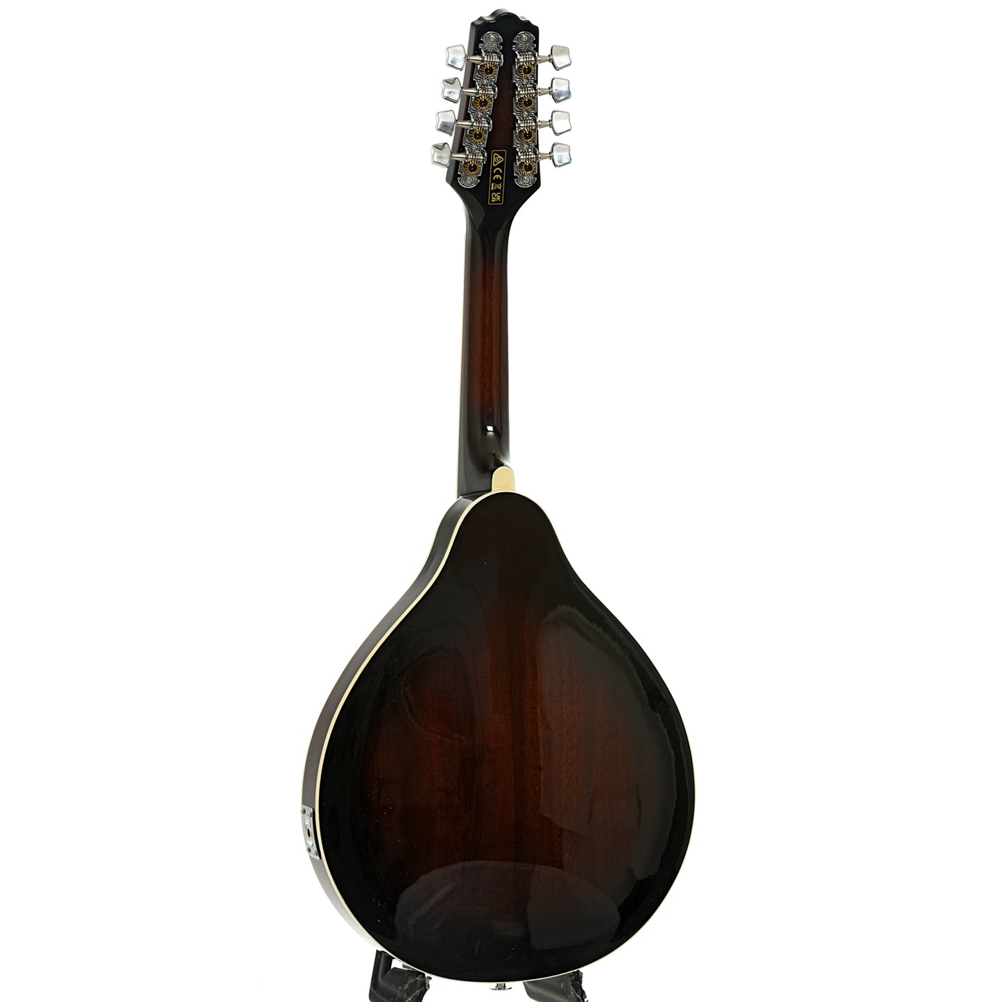 Full back and side of Ibanez M510E Acoustic-Electric A-Style Mandolin, Dark Violin Sunburst