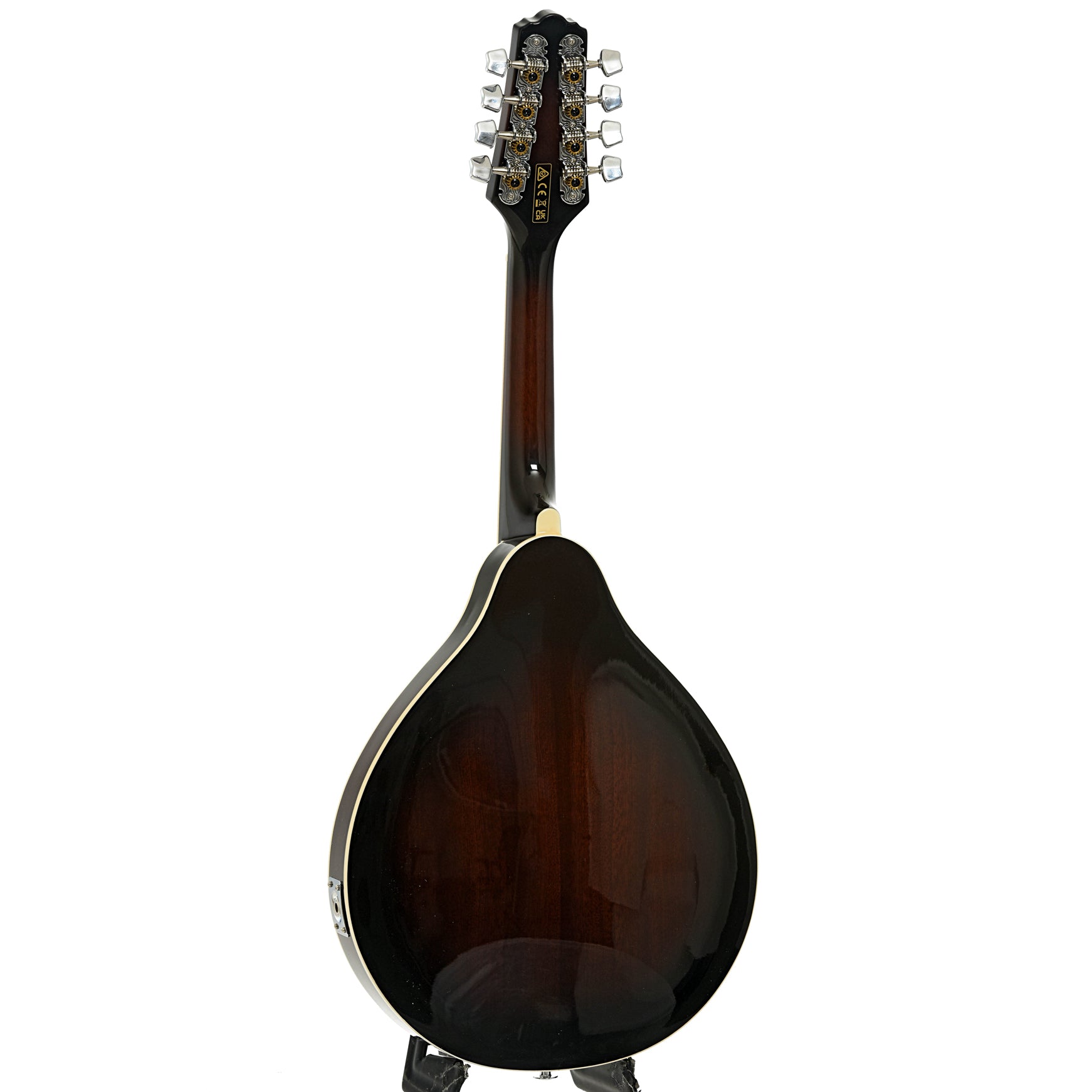 Full back and side of Ibanez M510E Acoustic-Electric A-Style Mandolin, Dark Violin Sunburst