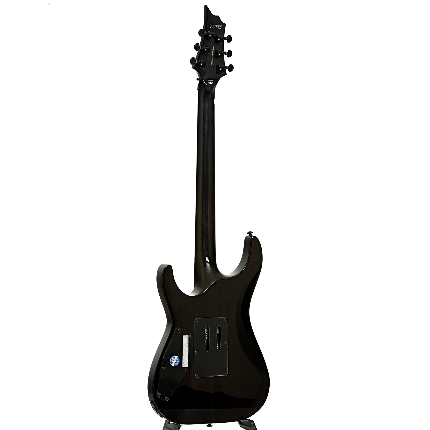 Full back and side of ESP LTD H-1001FR Electric Guitar, Black Natural Burst