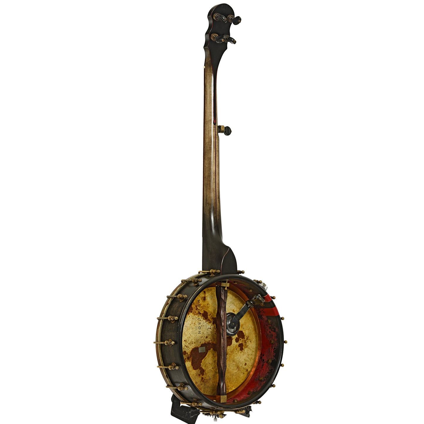 Full back and side of Mulheron Little Red Rooster Custom Open Back Banjo 