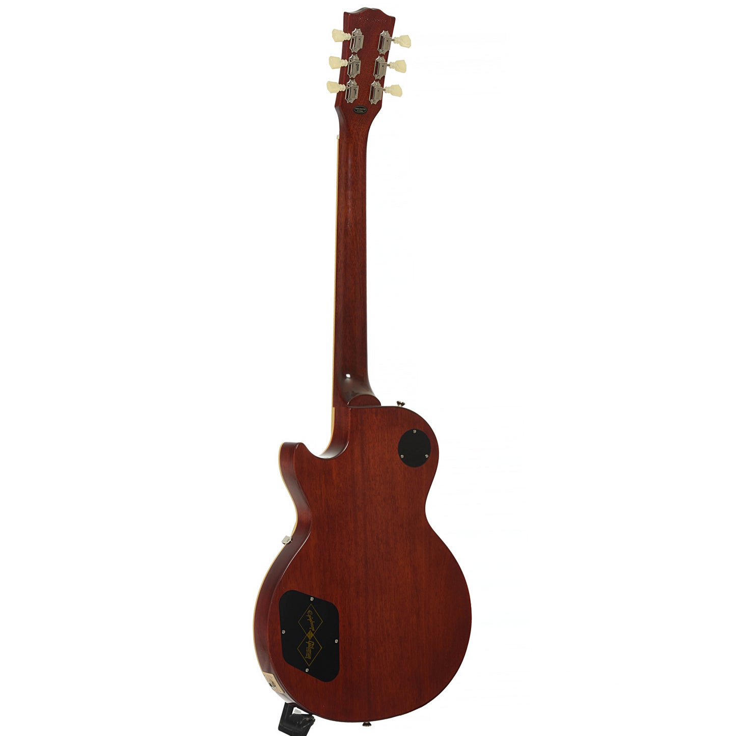 Full back and side of Epiphone 1960 Les Paul Standard Reissue Electric Guitar & Case, Iced Tea Burst