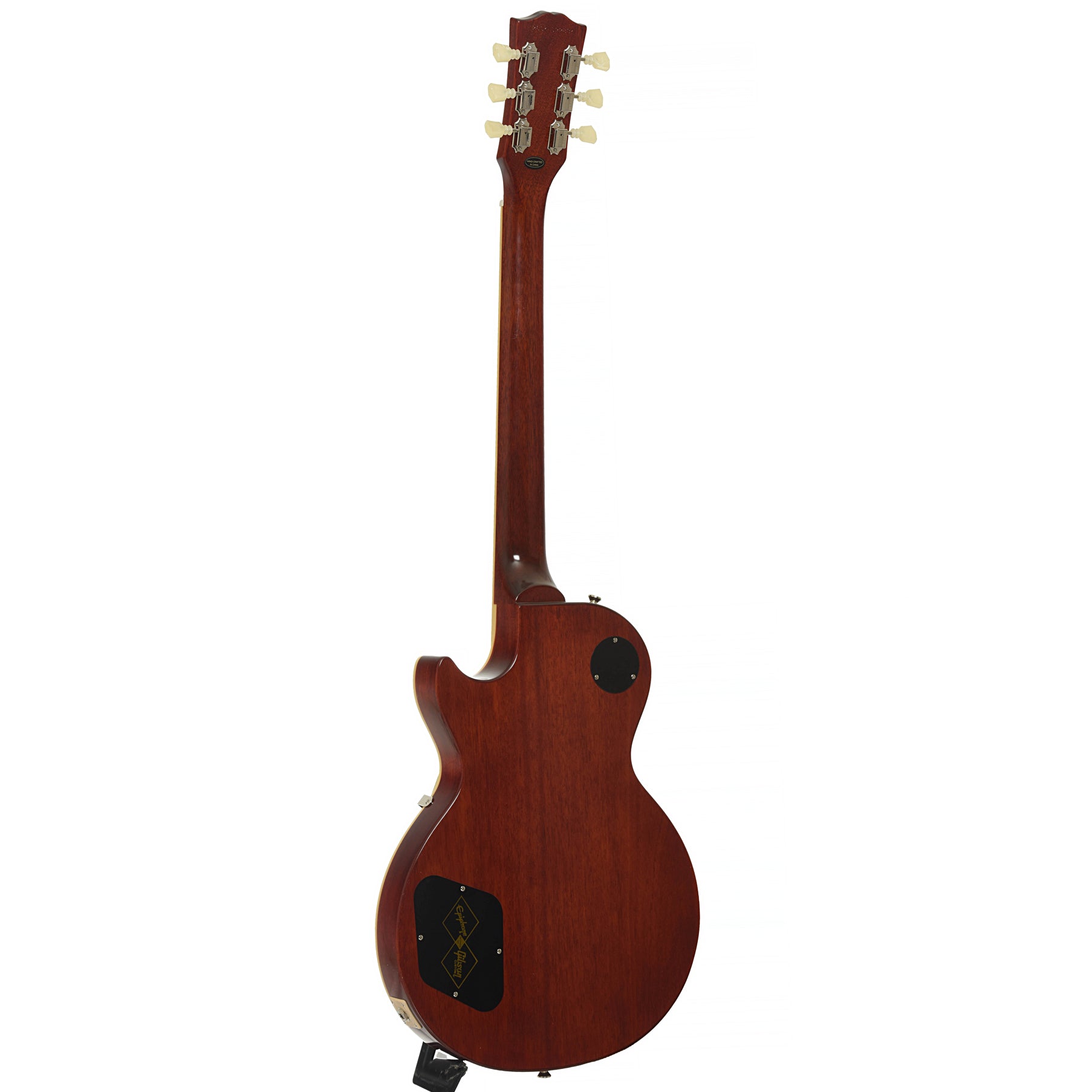 Full back and side of Epiphone 1960 Les Paul Standard Reissue Electric Guitar & Case, Iced Tea Burst