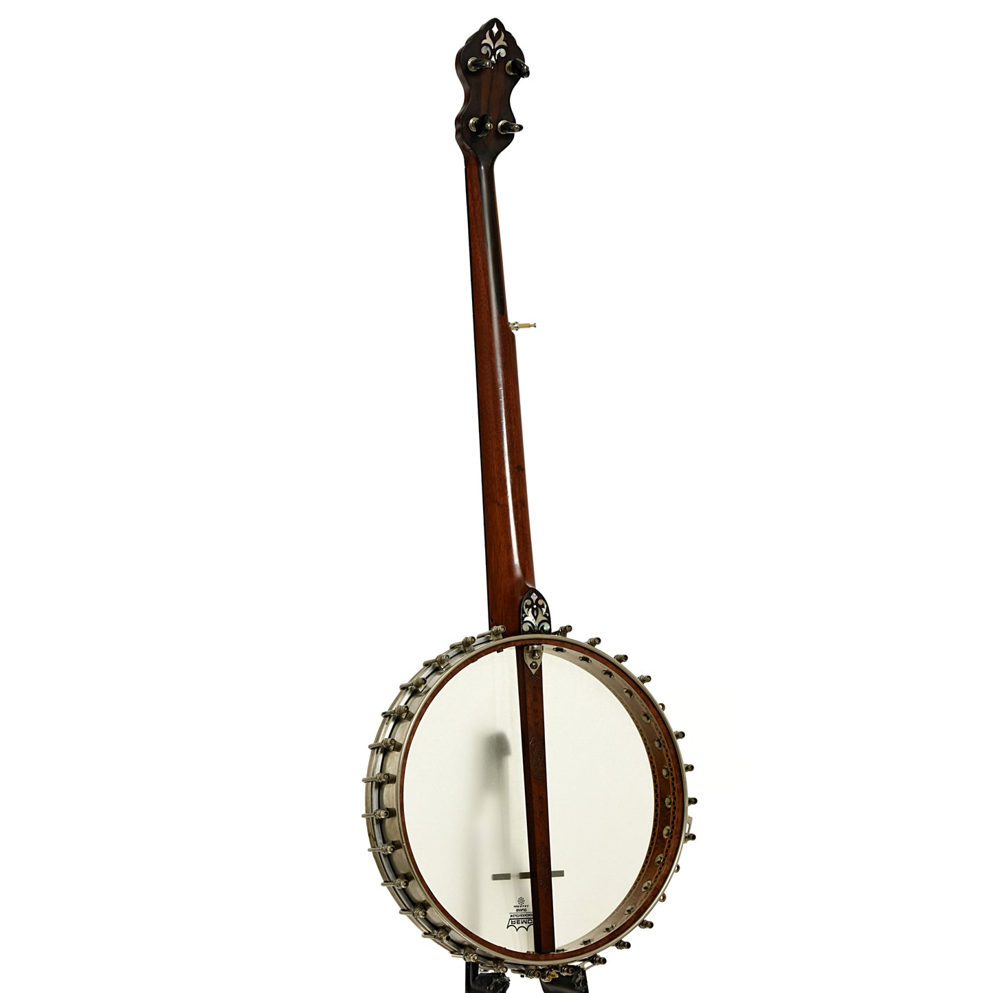 Full back and side of L.B. Gatcomb Standard 50 Open Back Banjo