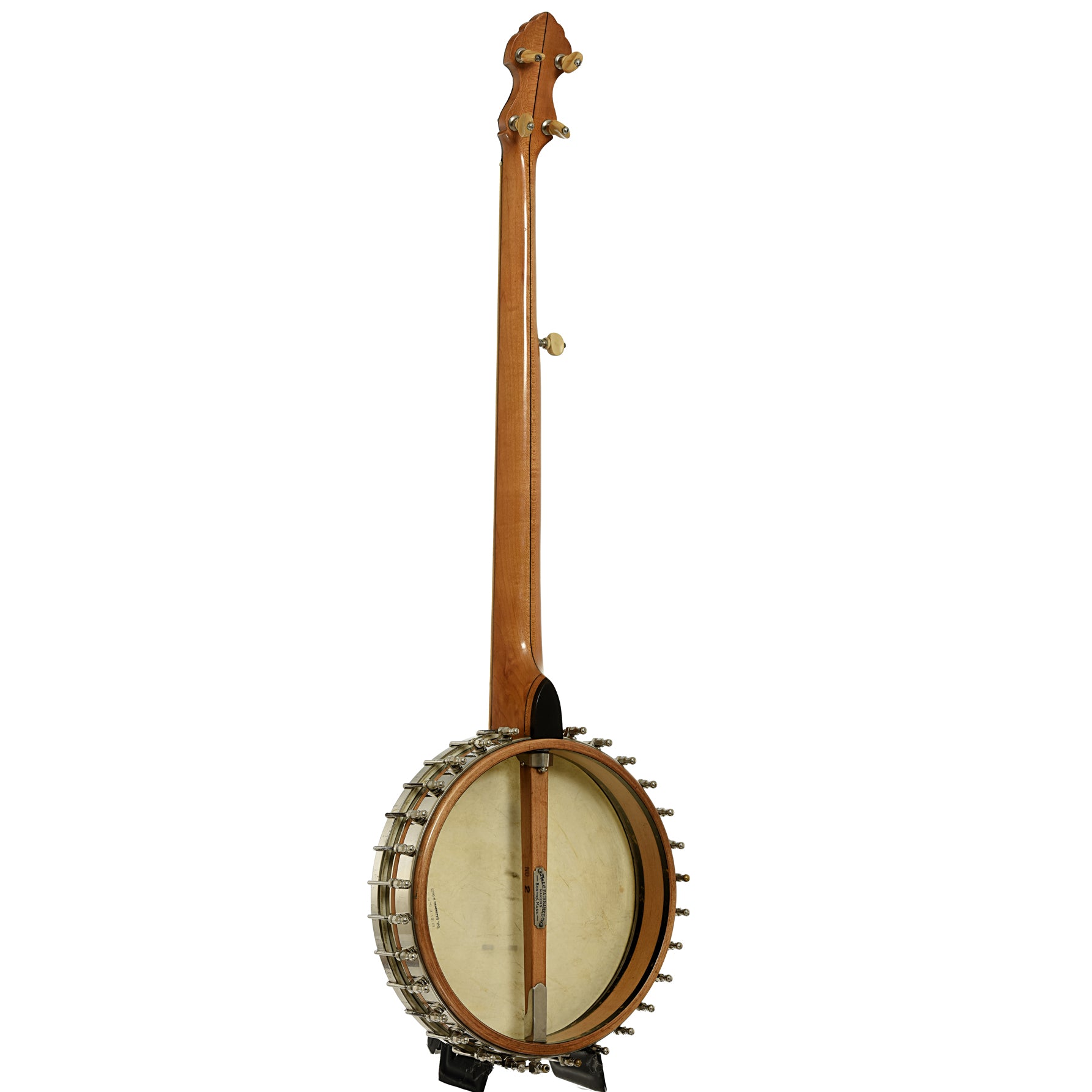 Full back and side of Fairbanks Whyte Laydie No.2 Open Back Banjo 