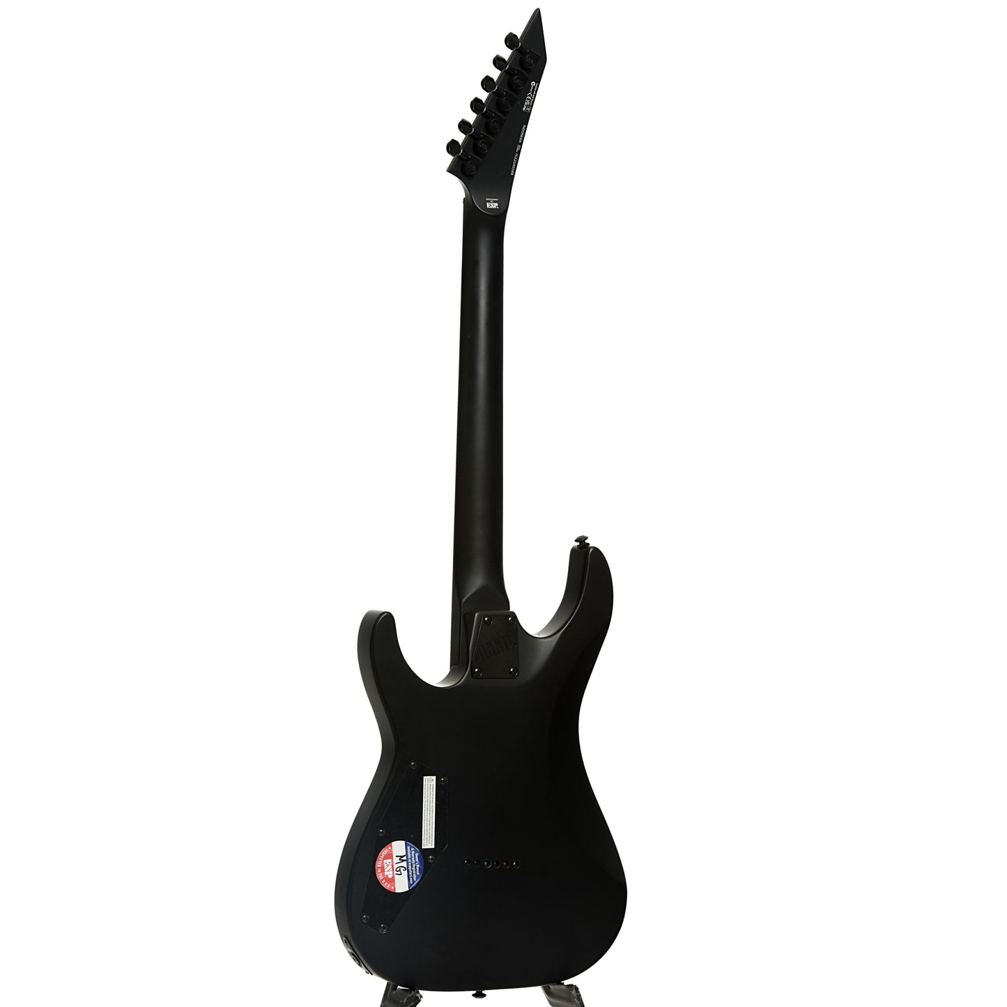 Full back and side of ESP LTD M-201HT Electric Guitar, Black Satin