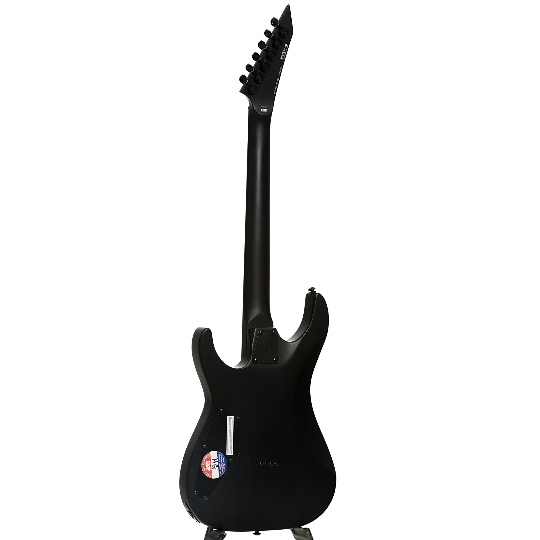 Full back and side of ESP LTD M-201HT Electric Guitar, Black Satin