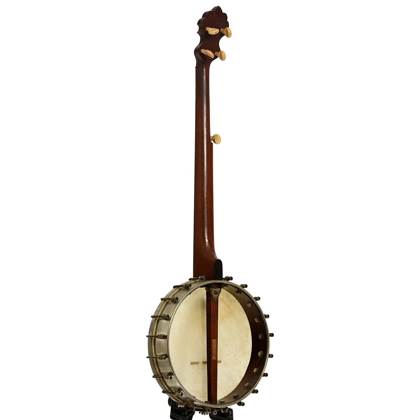 Full back and side of S.S. Stewart American Princess Openback Banjo