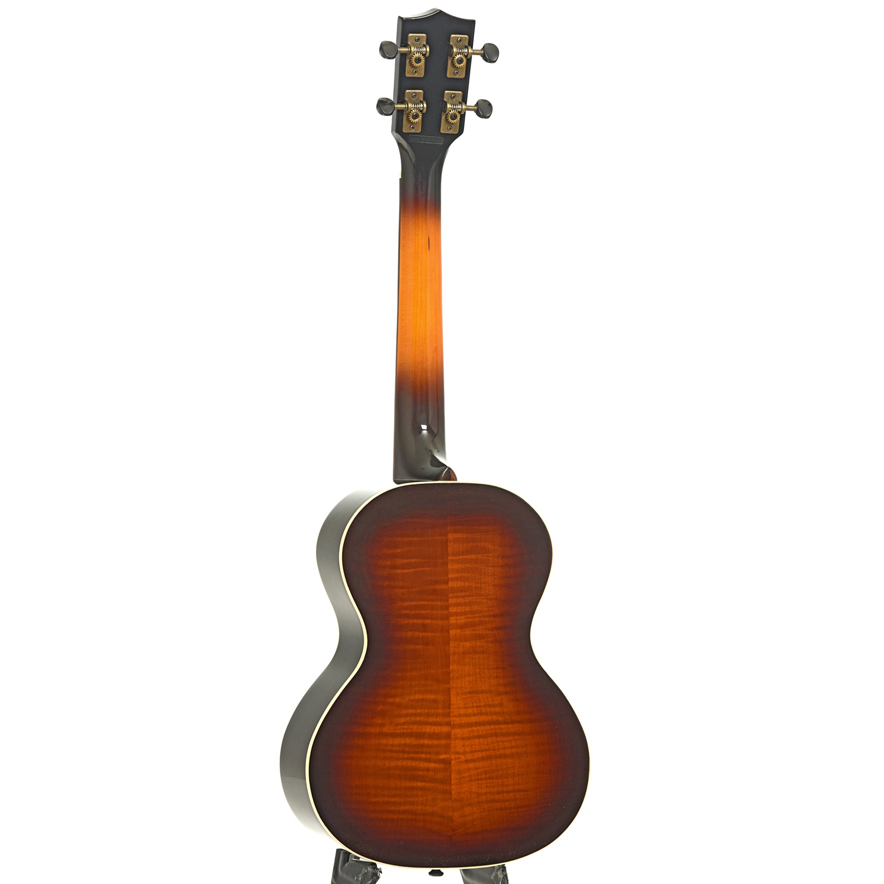 Full back and side of Kala KA-FMTB-T Gloss Flame Maple Tobacco Burst Tenor Ukulele