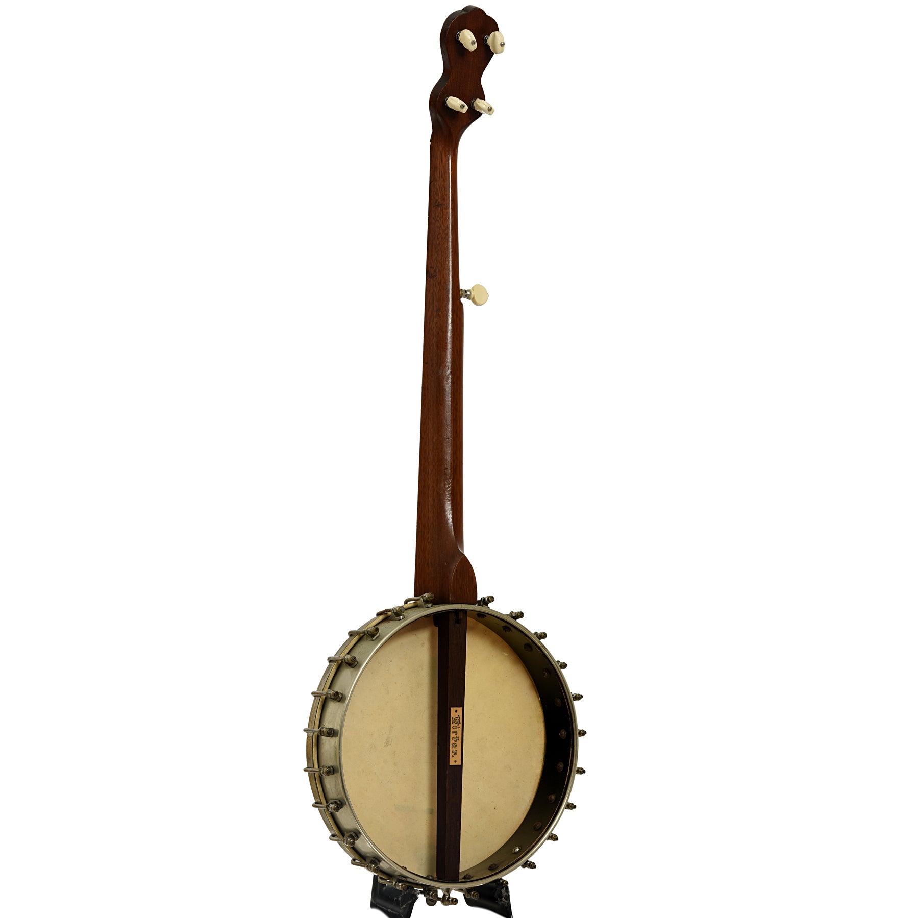 Full back and side of Geo. C. Dobson Victor Gem Openback Banjo 