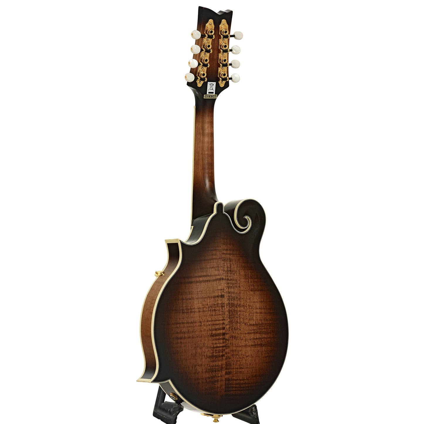 Full back and side of Ortega RMFE100AVO Acoustic-Electric F-Model Mandolin