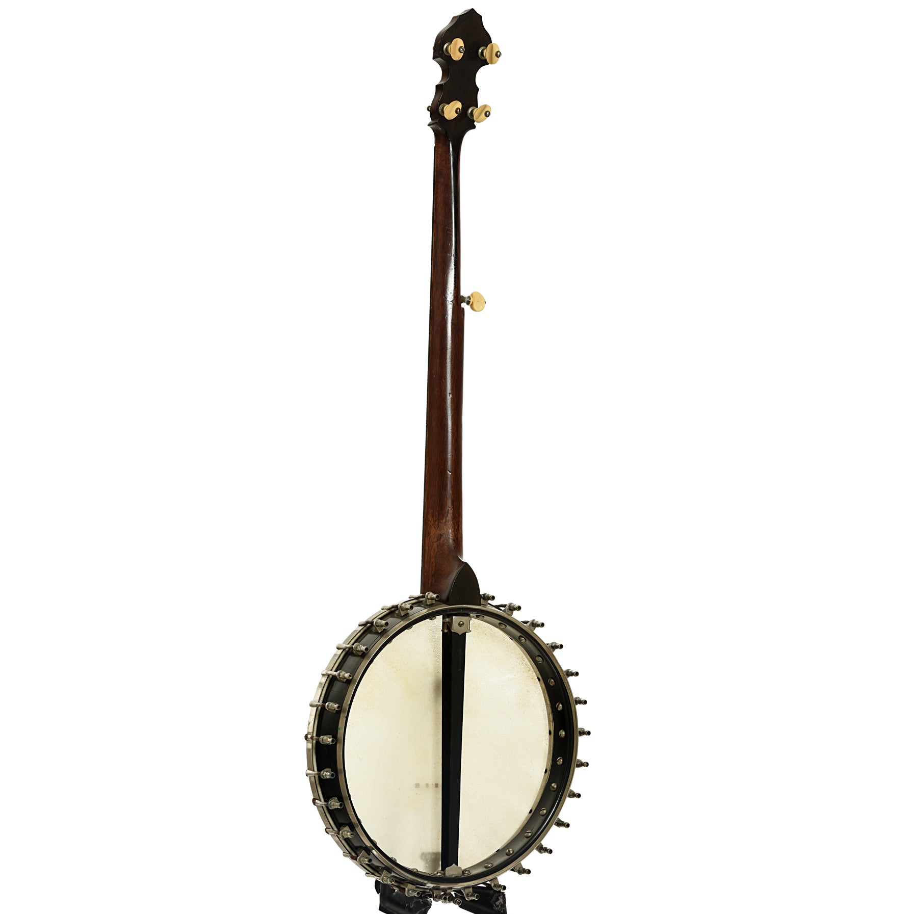 Full back and side of J.E. Quinlan Open Back Banjo 