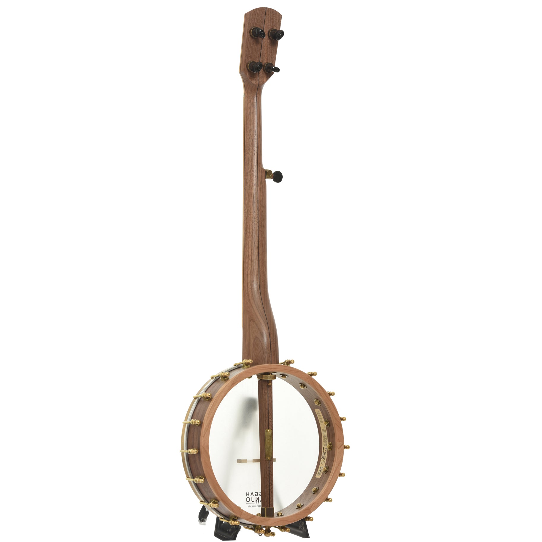 Full back and side of Pisgah Appalachian 11in Short Scale Openback Banjo