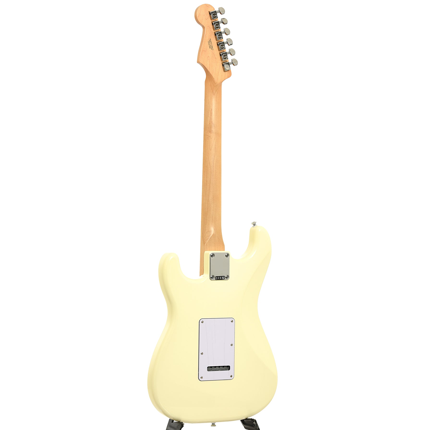 Full back and side of Fender Standard Stratocaster Electric Guitar, Olympic White