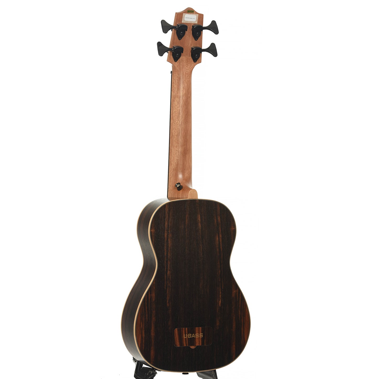 Full back and side of Kala U-Bass-EBY-FS 6Q  Striped Ebony Acoustic Bass 