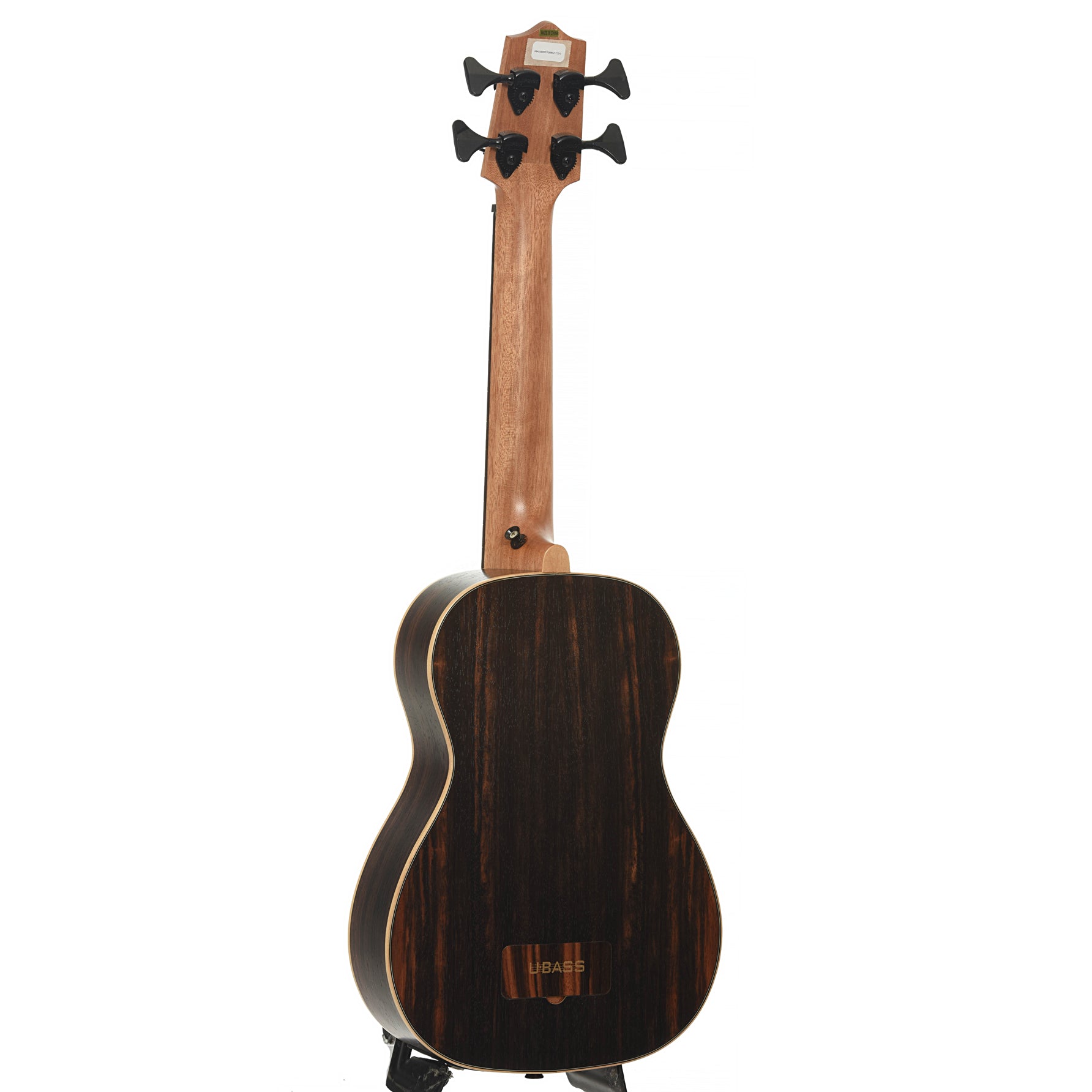 Full back and side of Kala U-Bass-EBY-FS 6Q  Striped Ebony Acoustic Bass 