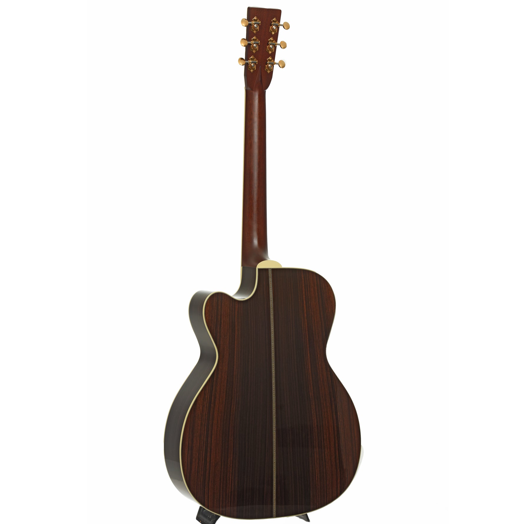 Full back and side of Santa Cruz OM Custom Cutaway Acoustic Guitar