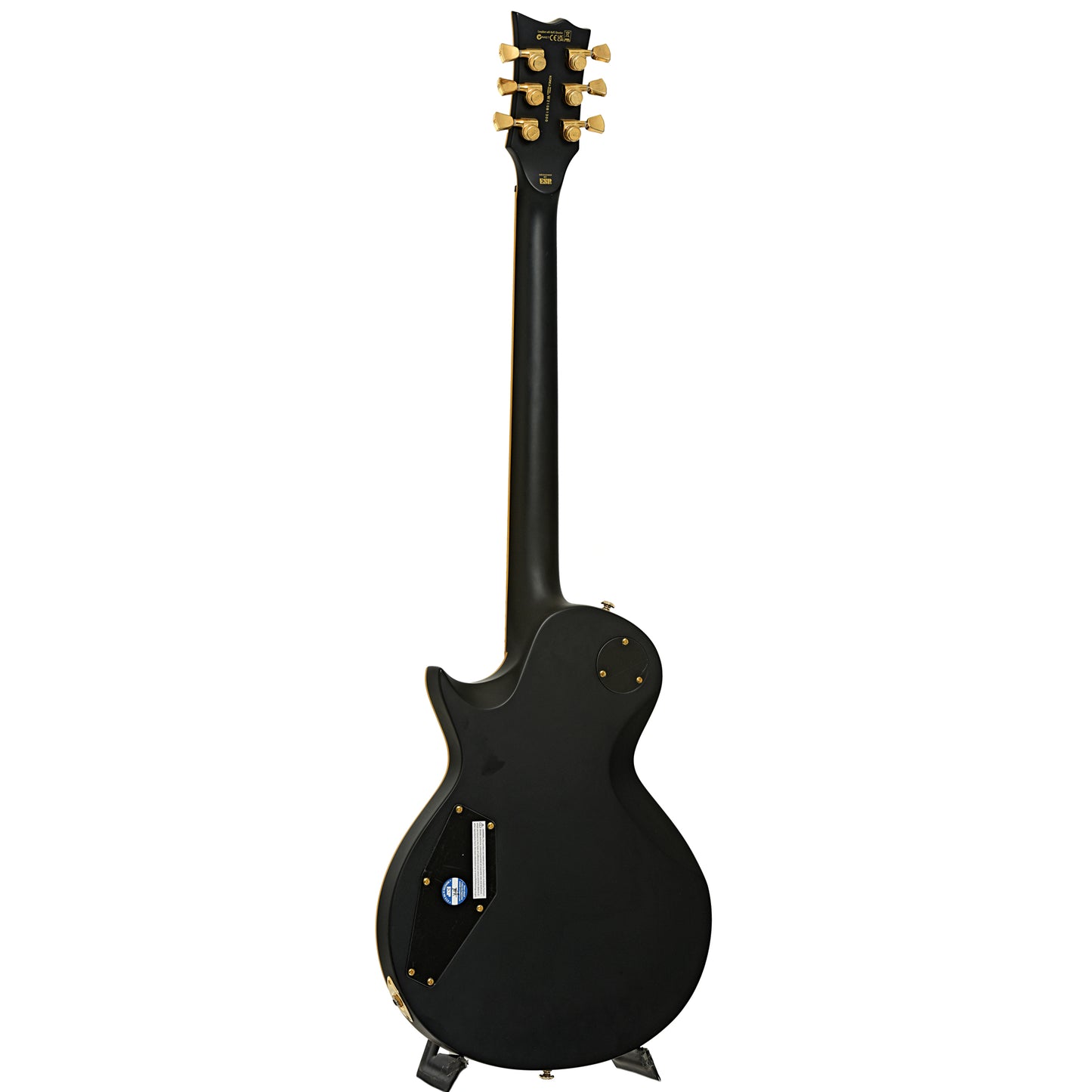 Full back and side of ESP LTD EC-1000 Electric Guitar, Vintage Black with Duncans