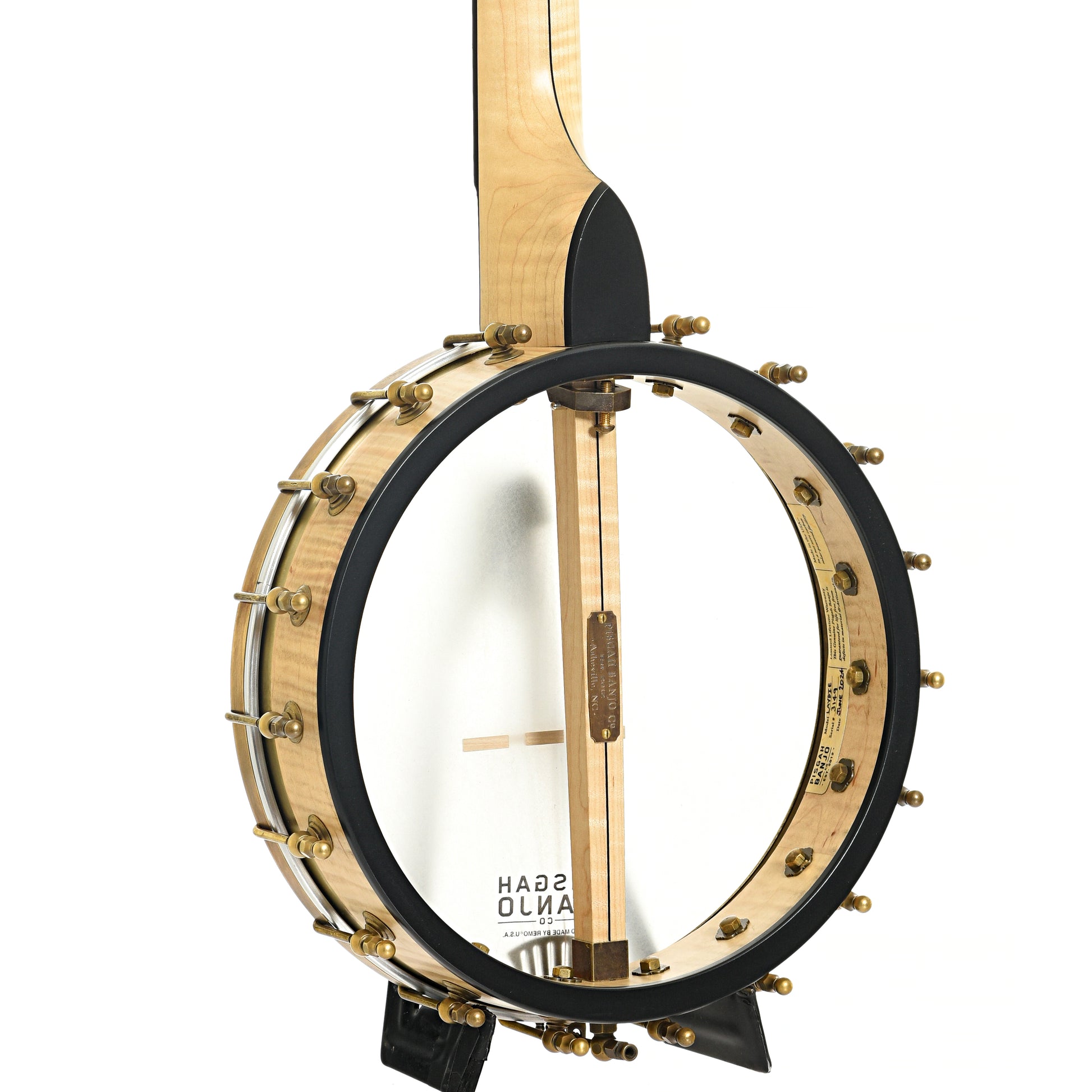 Back and side of Pisgah Banjo Co. 11" Laydie Openback Banjo