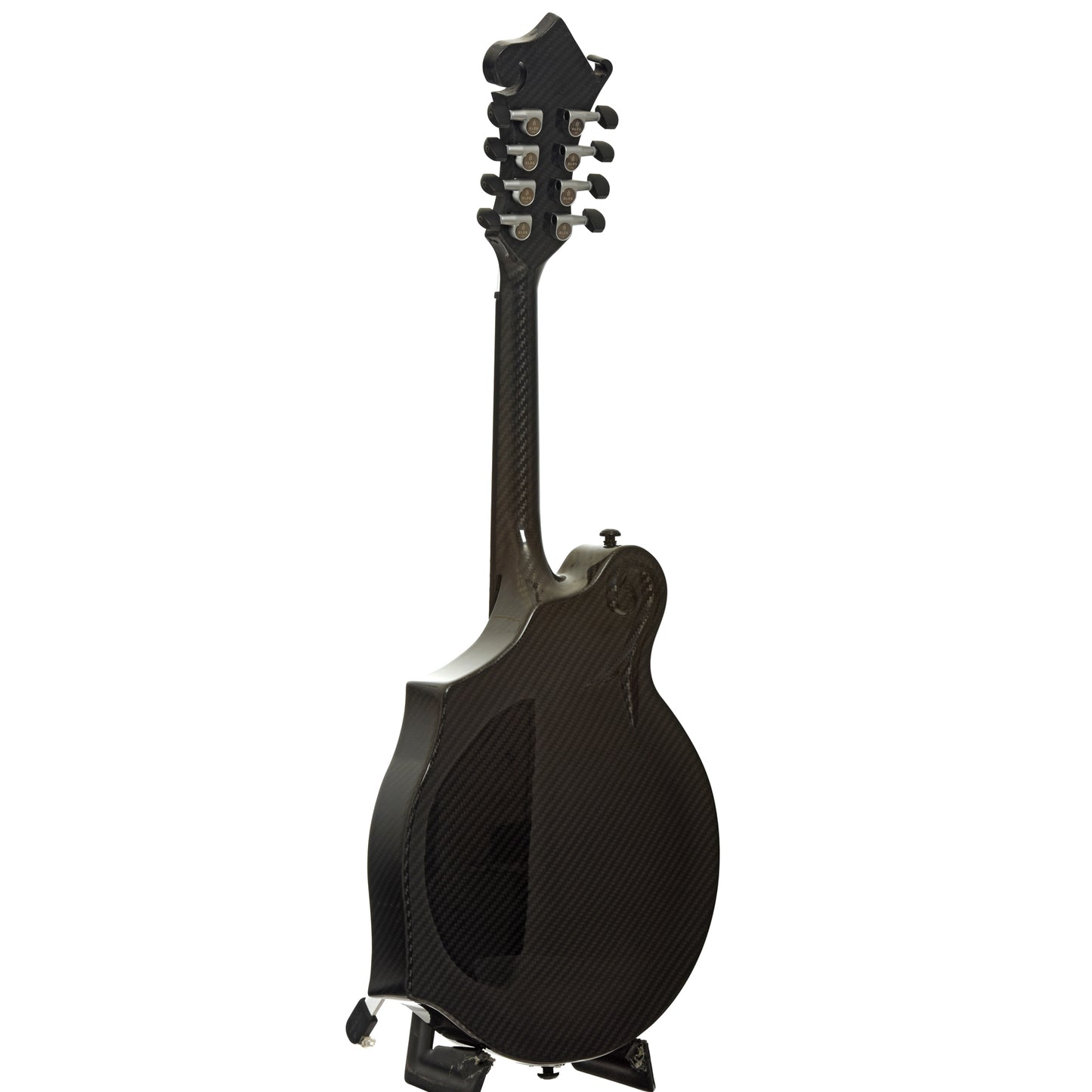 Full back and side of KLOS Carbon Fiber F-Style Mandolin