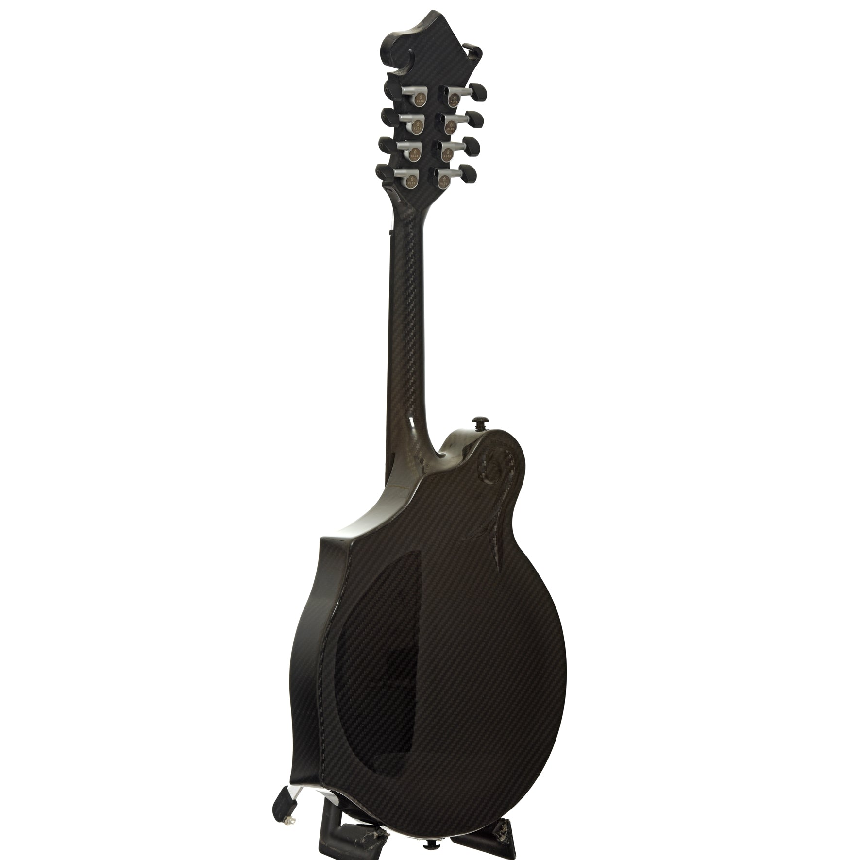 Full back and side of KLOS Carbon Fiber F-Style Mandolin