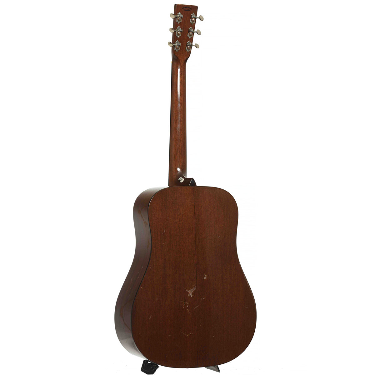Full Back & Side of Pre-war Guitars Co. Dreadnought Mahogany Acoustic Guitar & Case, Level 1 Shade Top