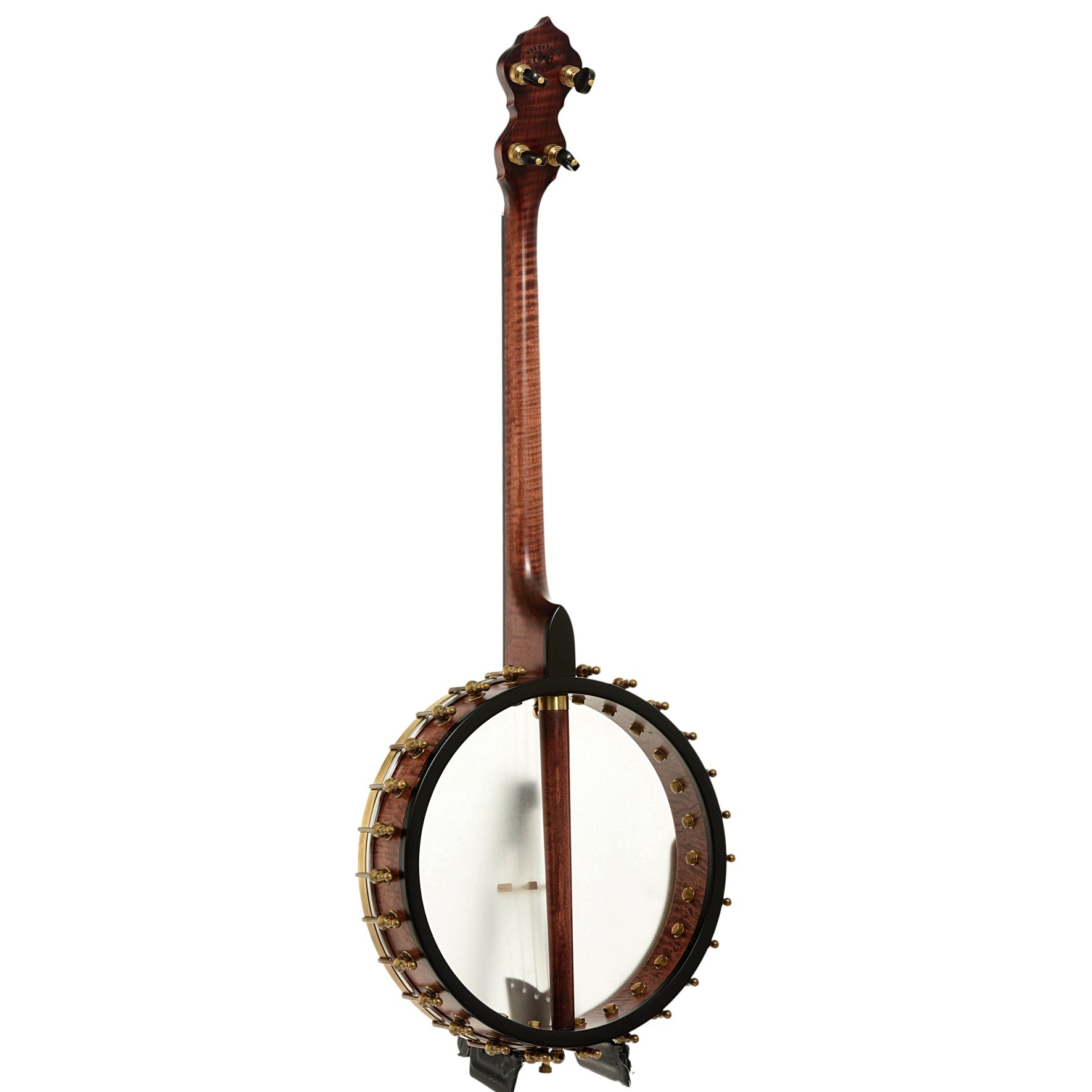 Full back and side of Ome Wicklow 12" Maple Tenor Open Back Banjo