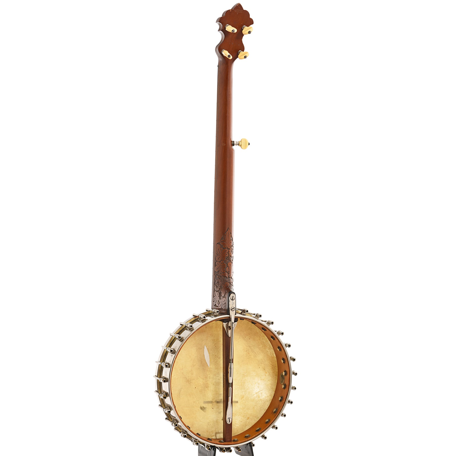 Full back and side of S.S. Stewart Special Thoroughbred Open Back Banjo (c.1890)