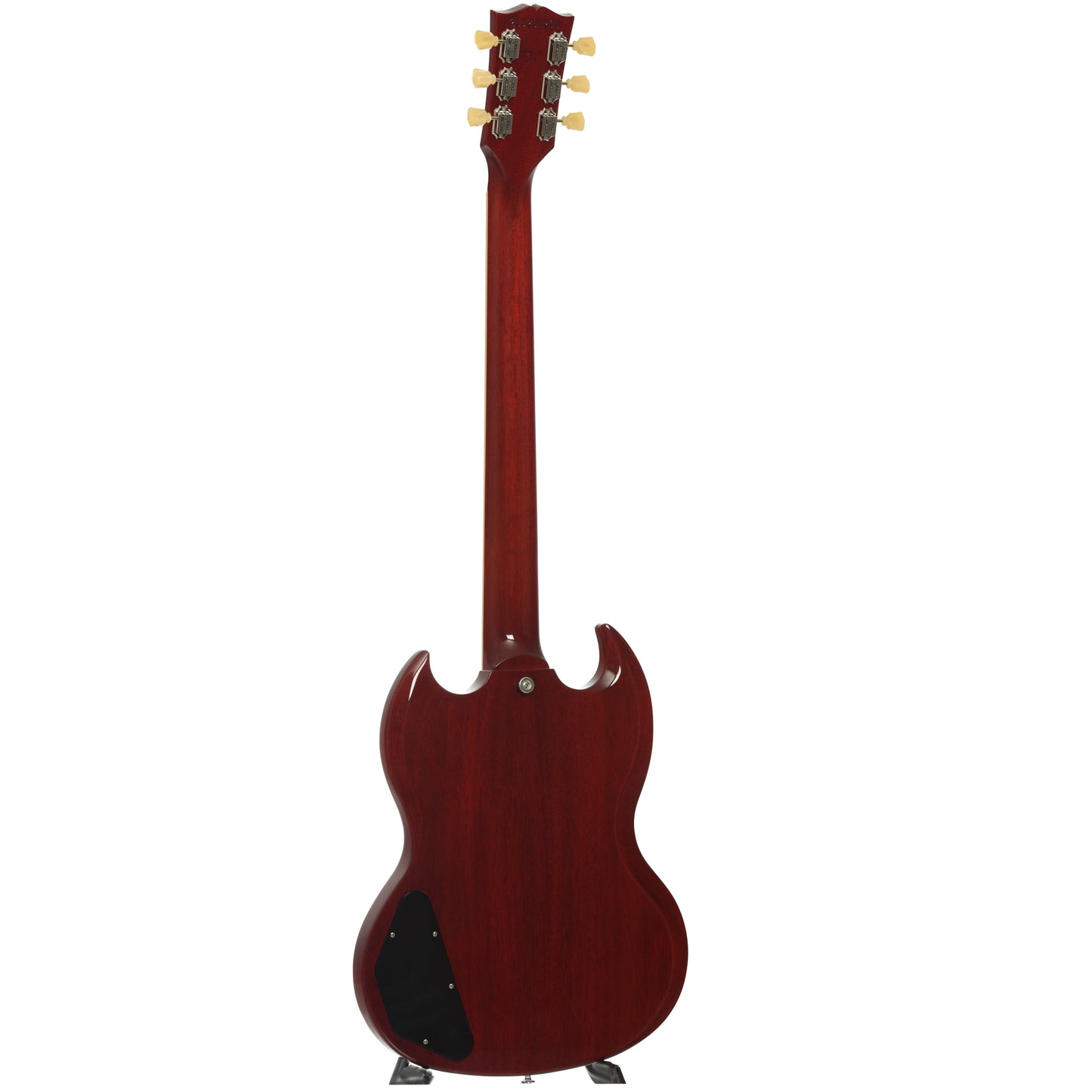 Full back and side of Gibson SG Standard 61 Stop Bar Electric Guitar & Case, Heritage Cherry