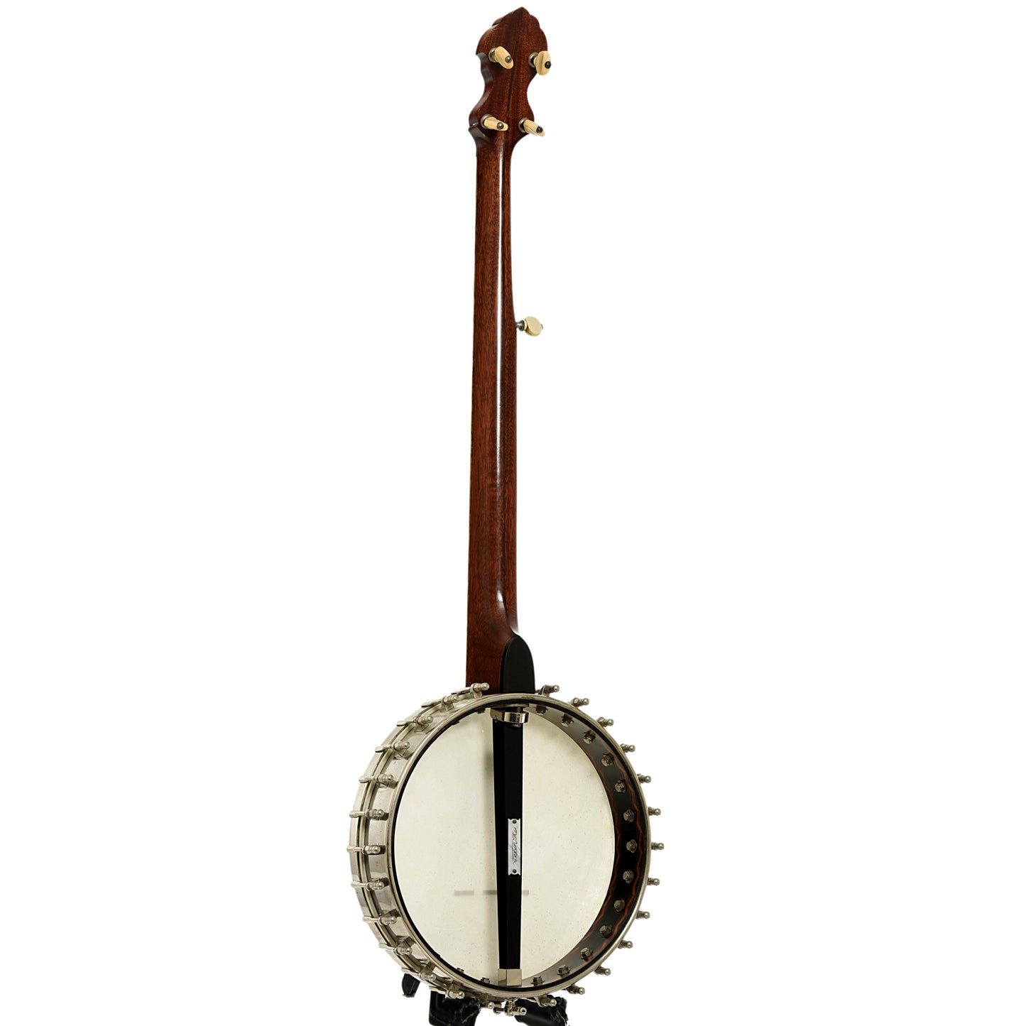 Full back and side of Fairbanks / Unger Conversion Open Back banjo