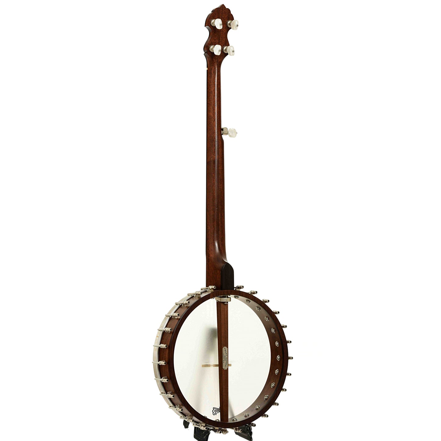 Full back and side of Bart Reiter Round Peak Open Back Banjo