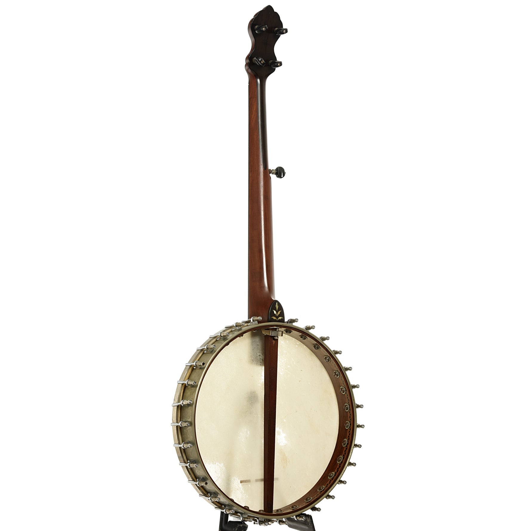 Full back and side of L.B. Gatcomb The Monarch Open Back Banjo