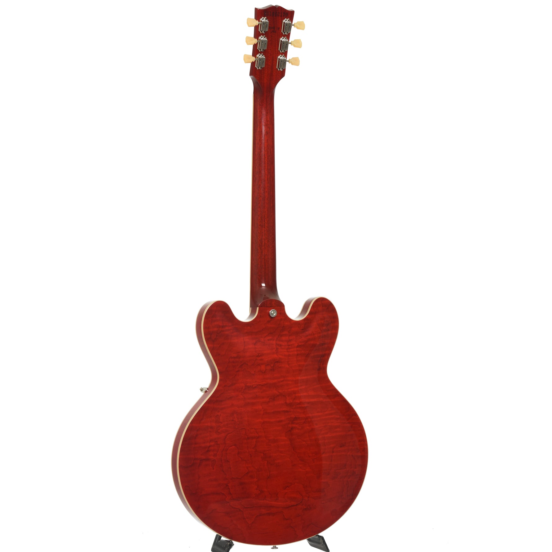 Full back and side of Gibson ES-335 Figured Semi-Hollowbody Electric Guitar & Case, Sixties Cherry