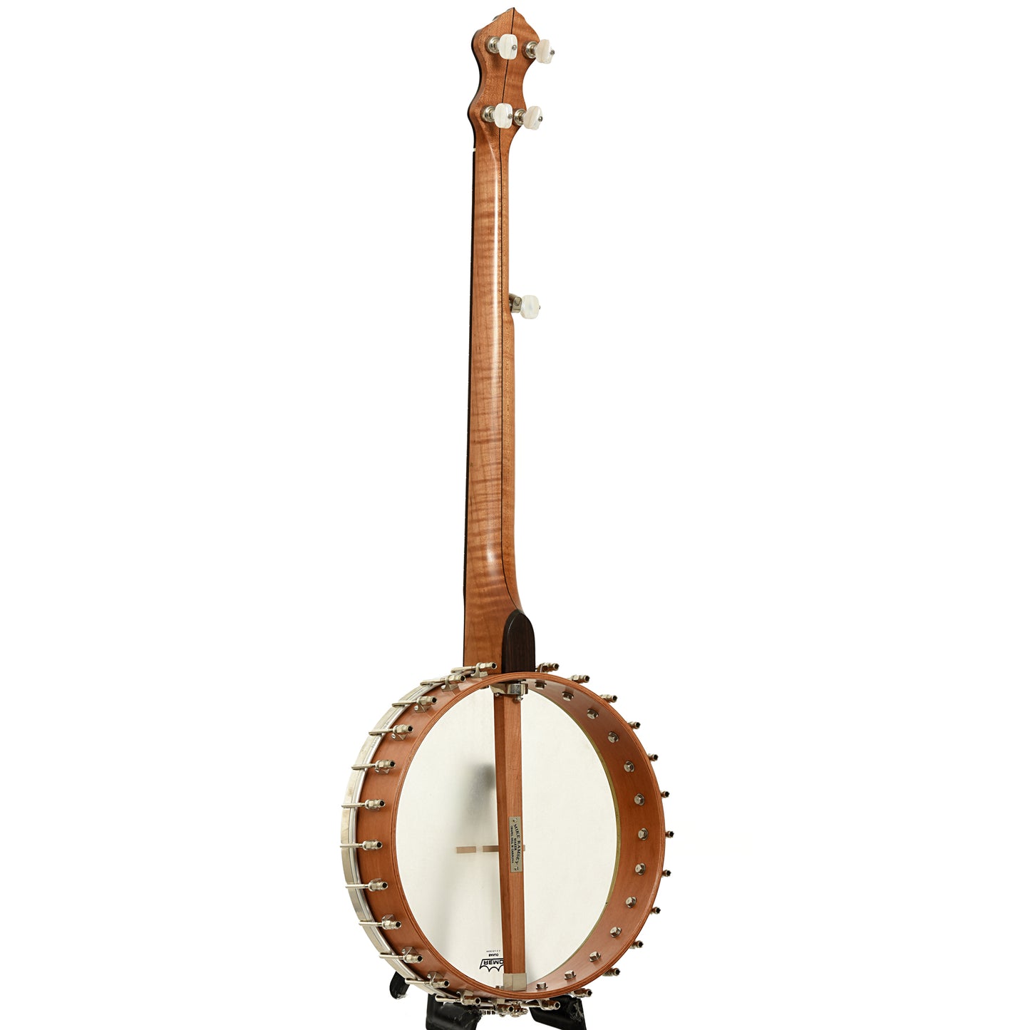 Full back and side of Mike Ramsey Chanterelle Cherry Special 12" Open Back Banjo 