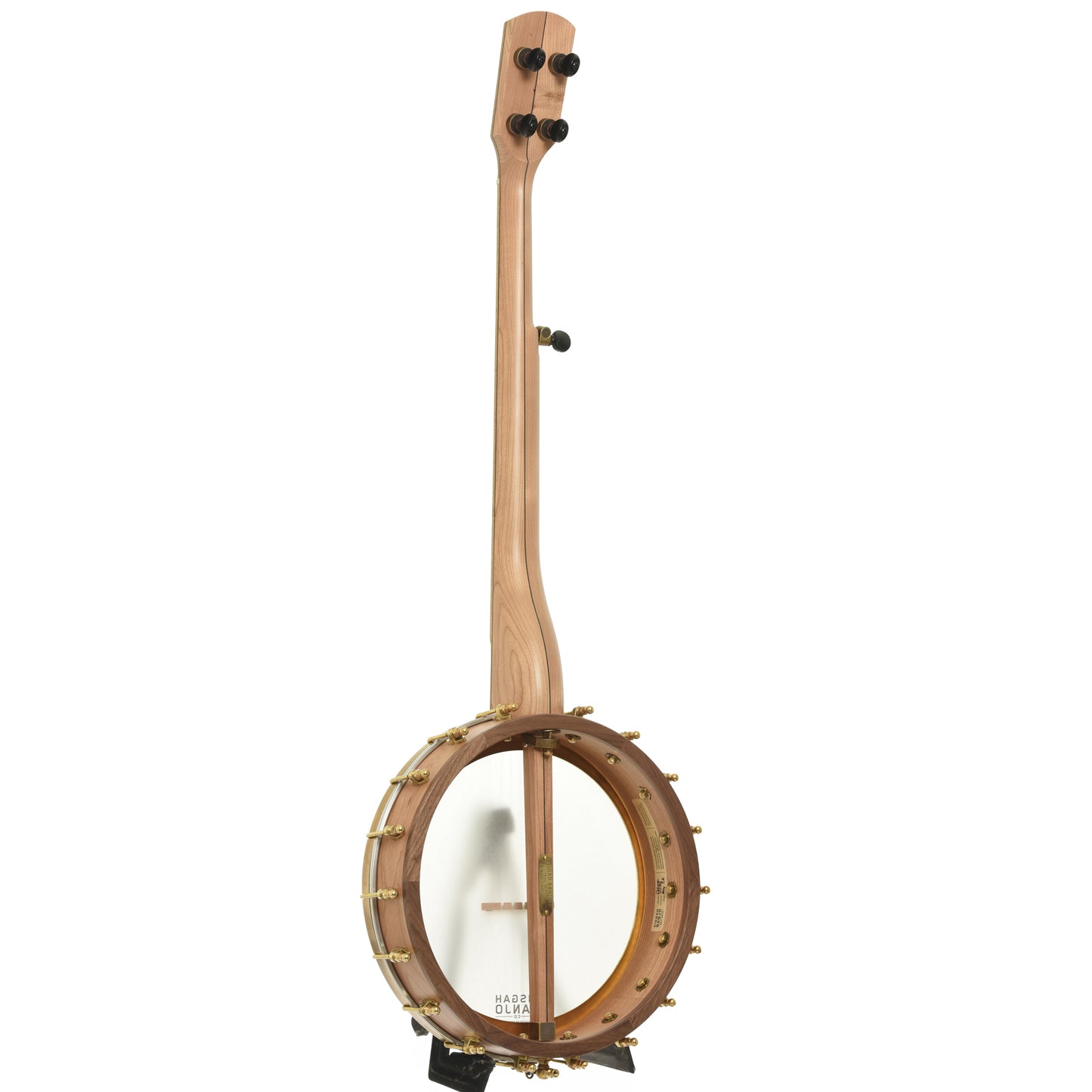 Full back and side of Pisgah Appalachian 11in Short Scale Openback Banjo & Gigbag, Walnut