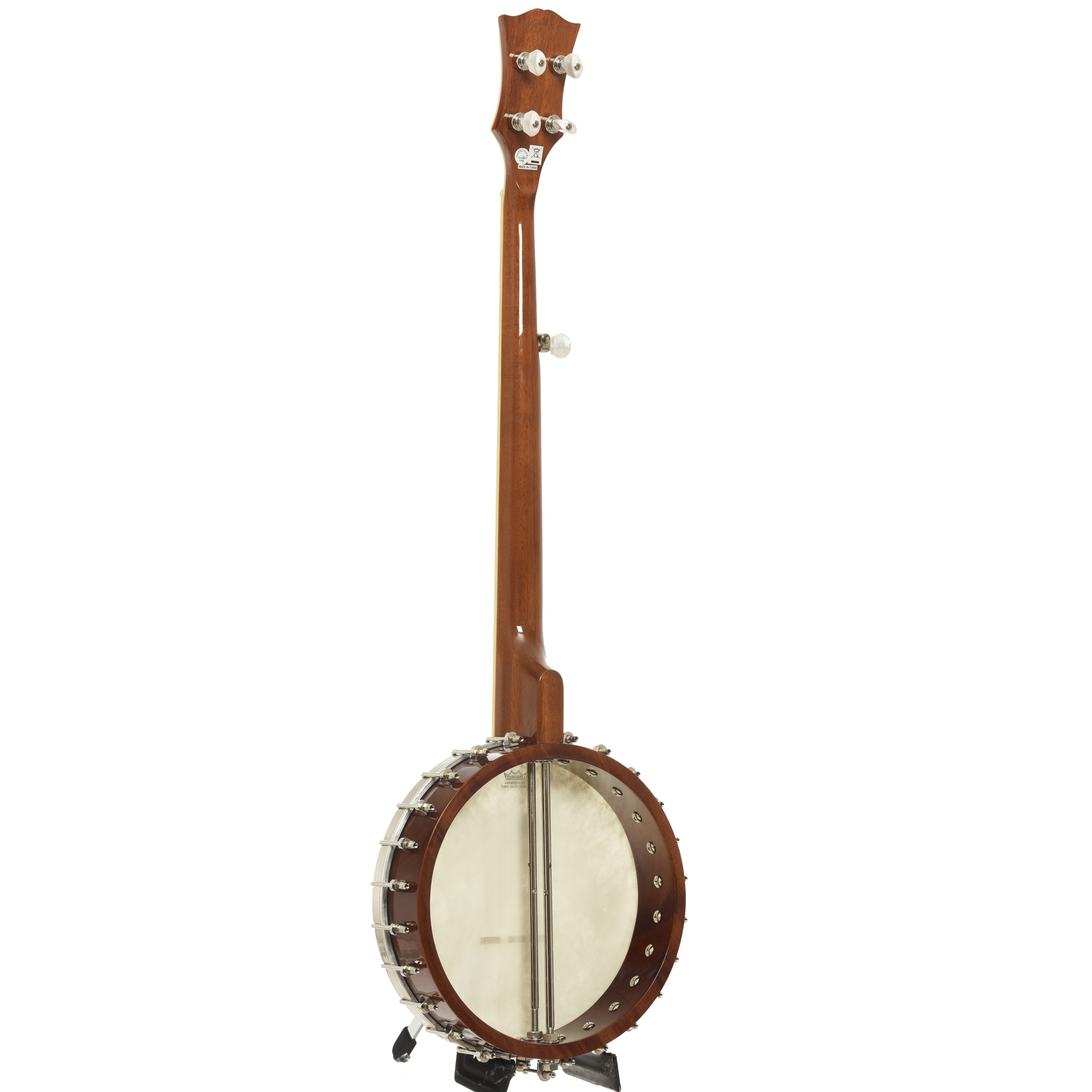 Full back and side of Epiphone Mastertone Bowtie Openback Banjo 