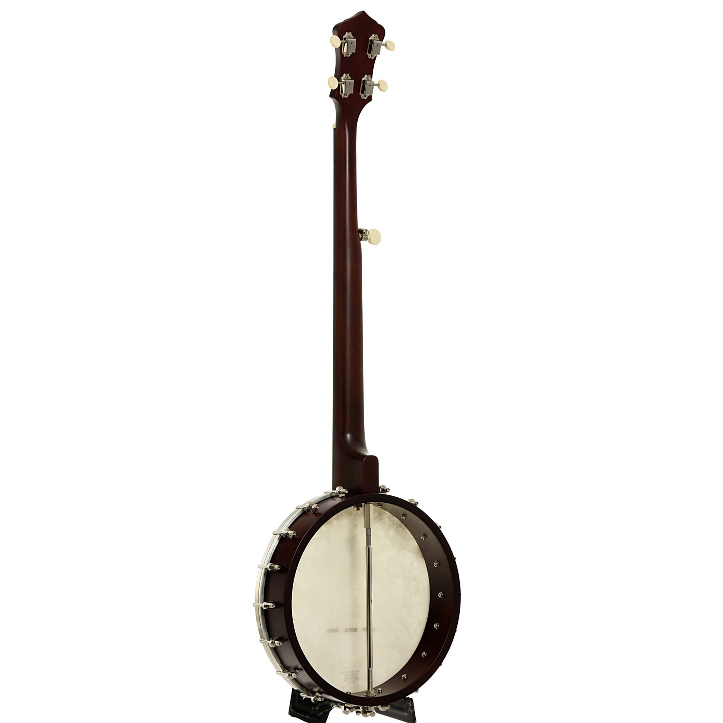 Full back and side of Recording King Dirty 30s Open Back Banjo Mahogany