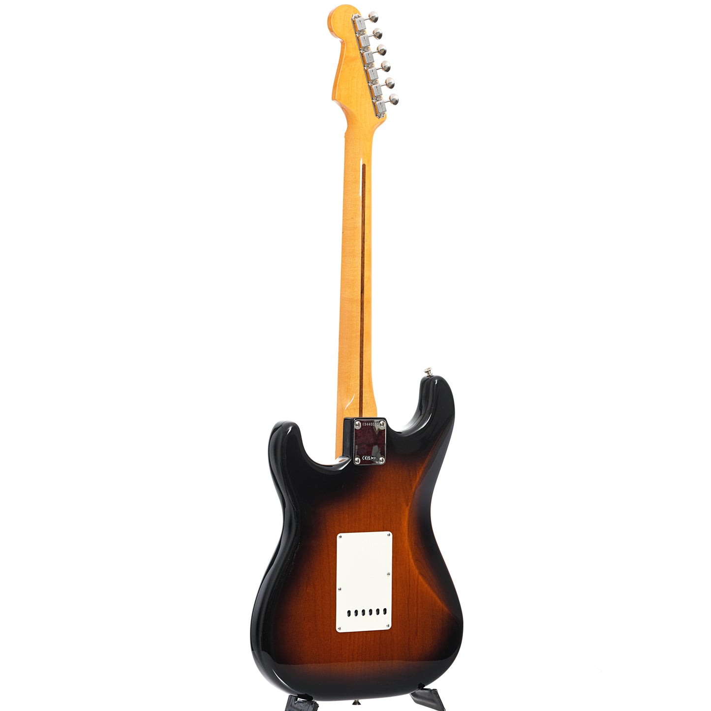 Full back and side of Fender American Vintage II 1957 Stratocaster, 2-Color Sunburst