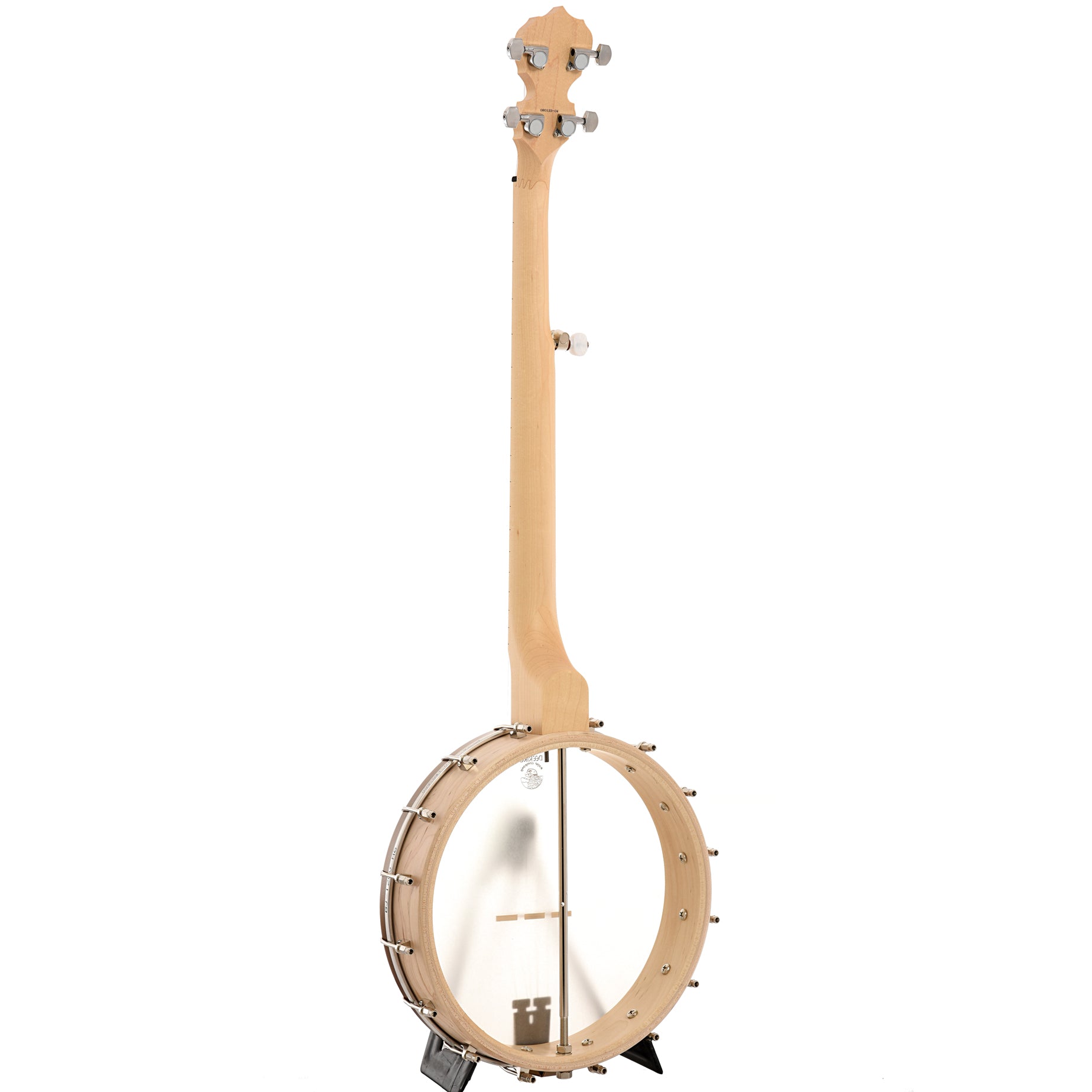 Full back and side of Deering Goodtime Americana Deco 12" Openback Banjo with Scooped Fretboard