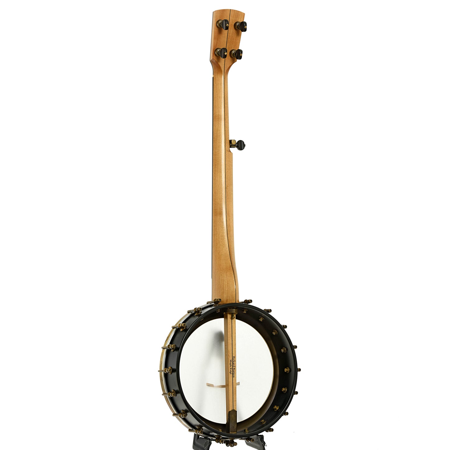 Full back and side of Rickard Maple Ridge 11" Openback Banjo